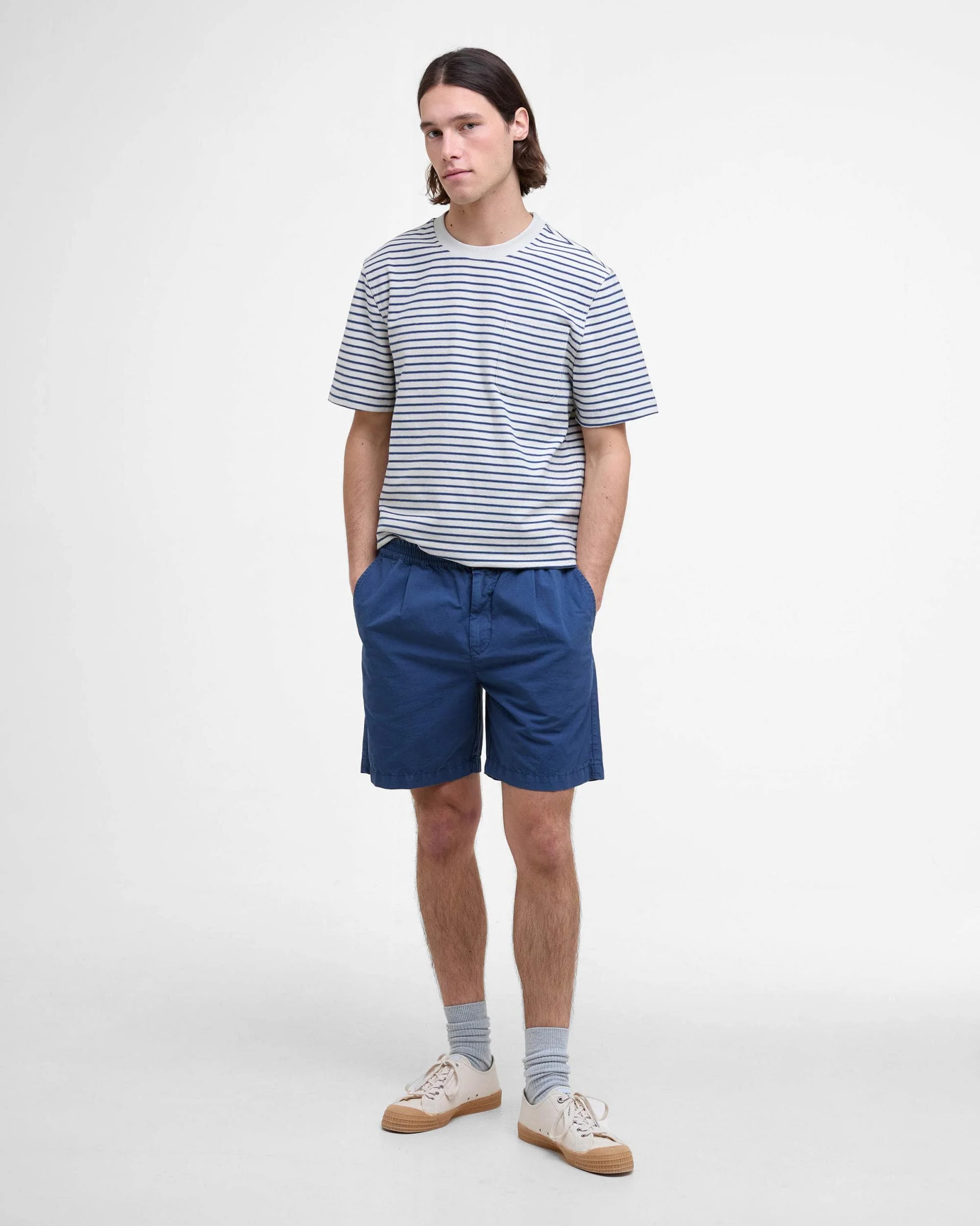 Barbour Frensham Mens Striped T-Shirt - Oatmeal - Image 2