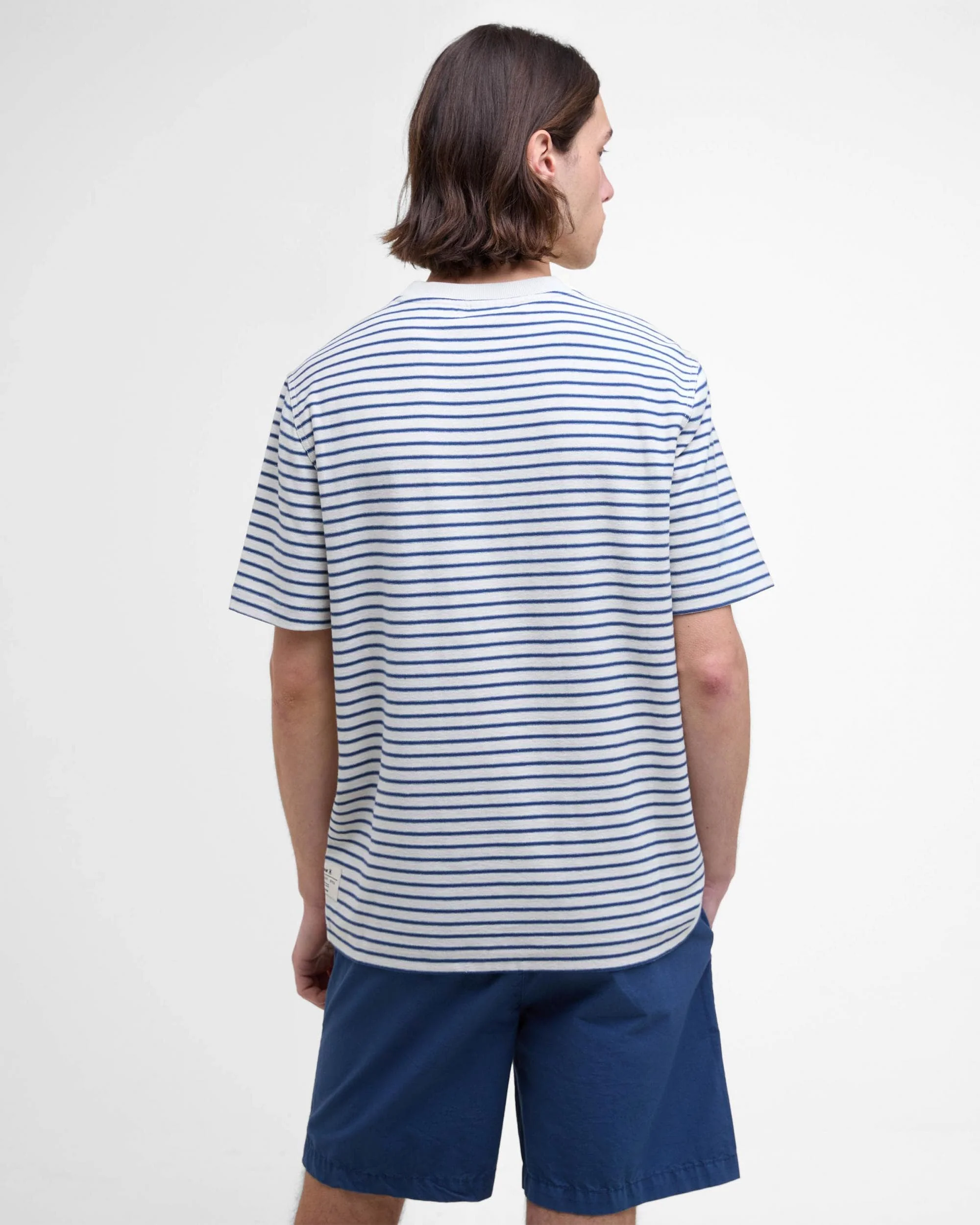 Barbour Frensham Mens Striped T-Shirt - Oatmeal - Image 5