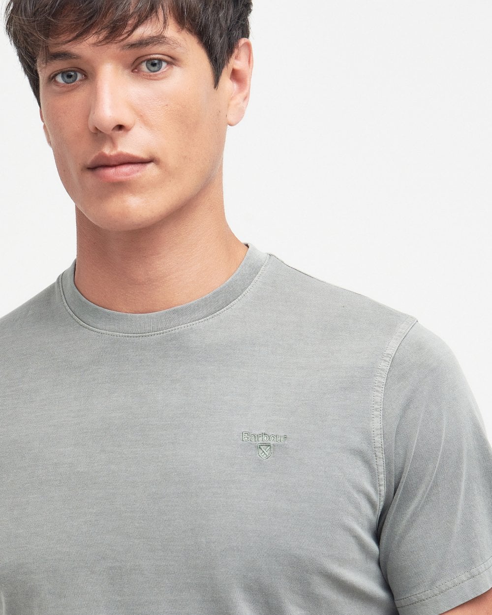 Barbour Garment Dyed Mens Tailored T-Shirt - Agave Green - Image 2