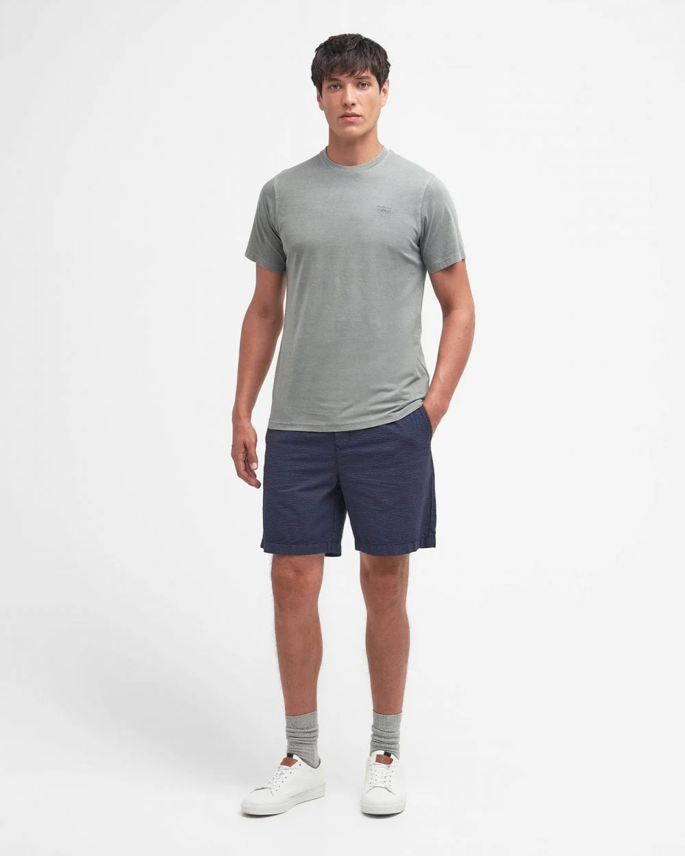 Barbour Garment Dyed Mens Tailored T-Shirt - Agave Green - Image 3