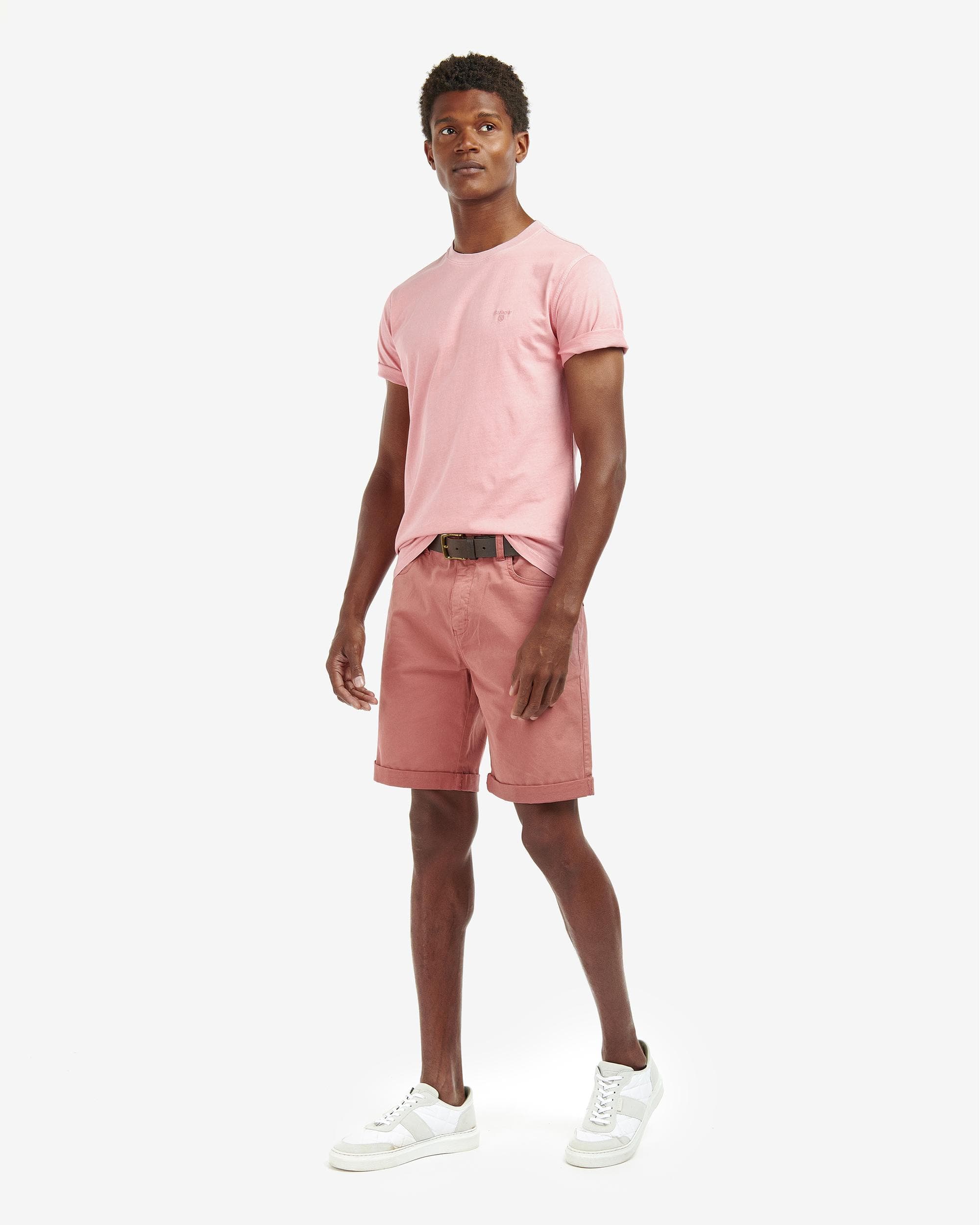 Barbour Garment Dyed Mens Tailored T-Shirt - Pink Salt - Image 3