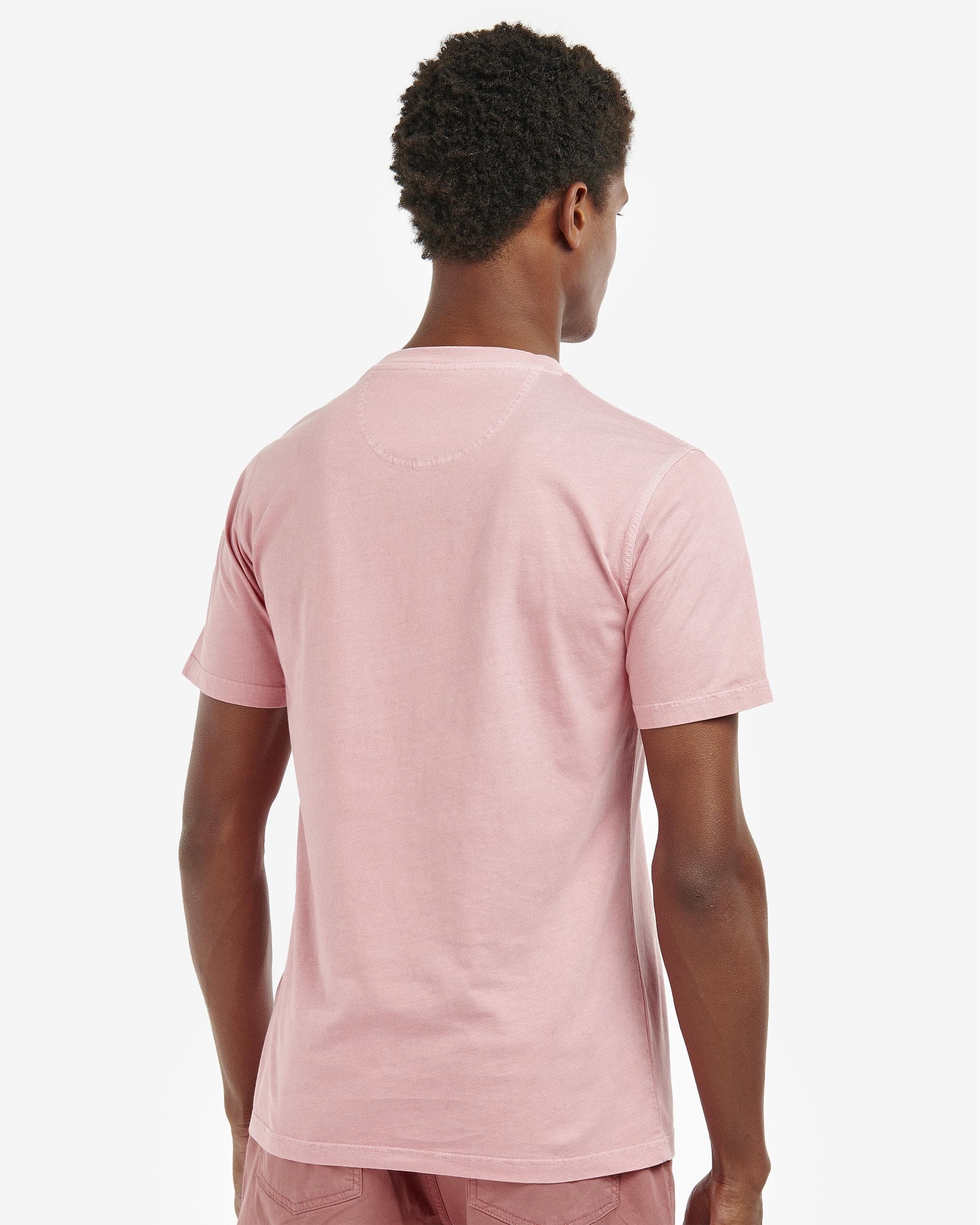 Barbour Garment Dyed Mens Tailored T-Shirt - Pink Salt - Image 4