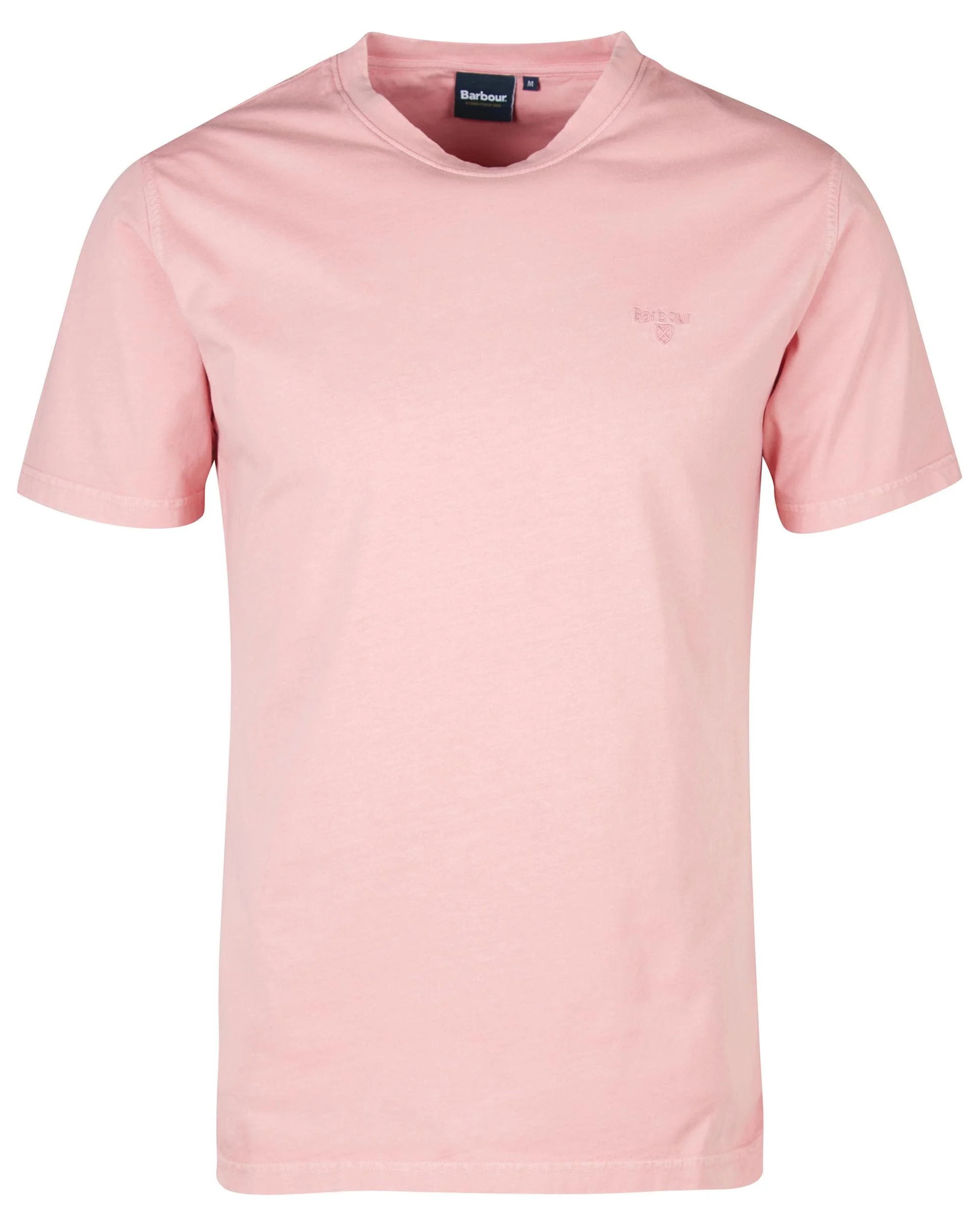 Barbour Garment Dyed Mens Tailored T-Shirt - Pink Salt - Image 7