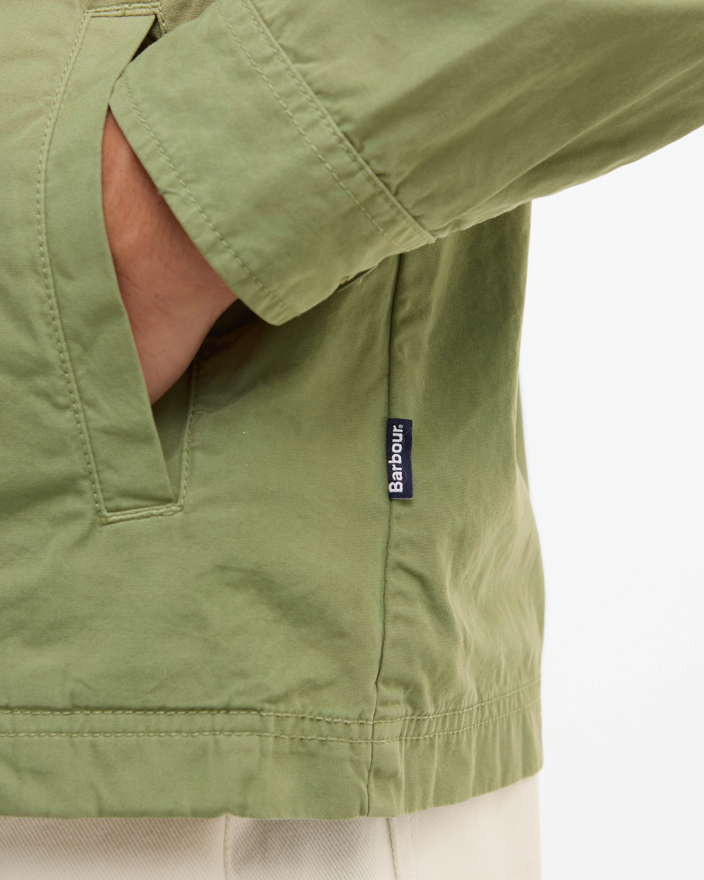 Barbour Glendale Mens Zipped Overshirt - Laurel Green - Image 3