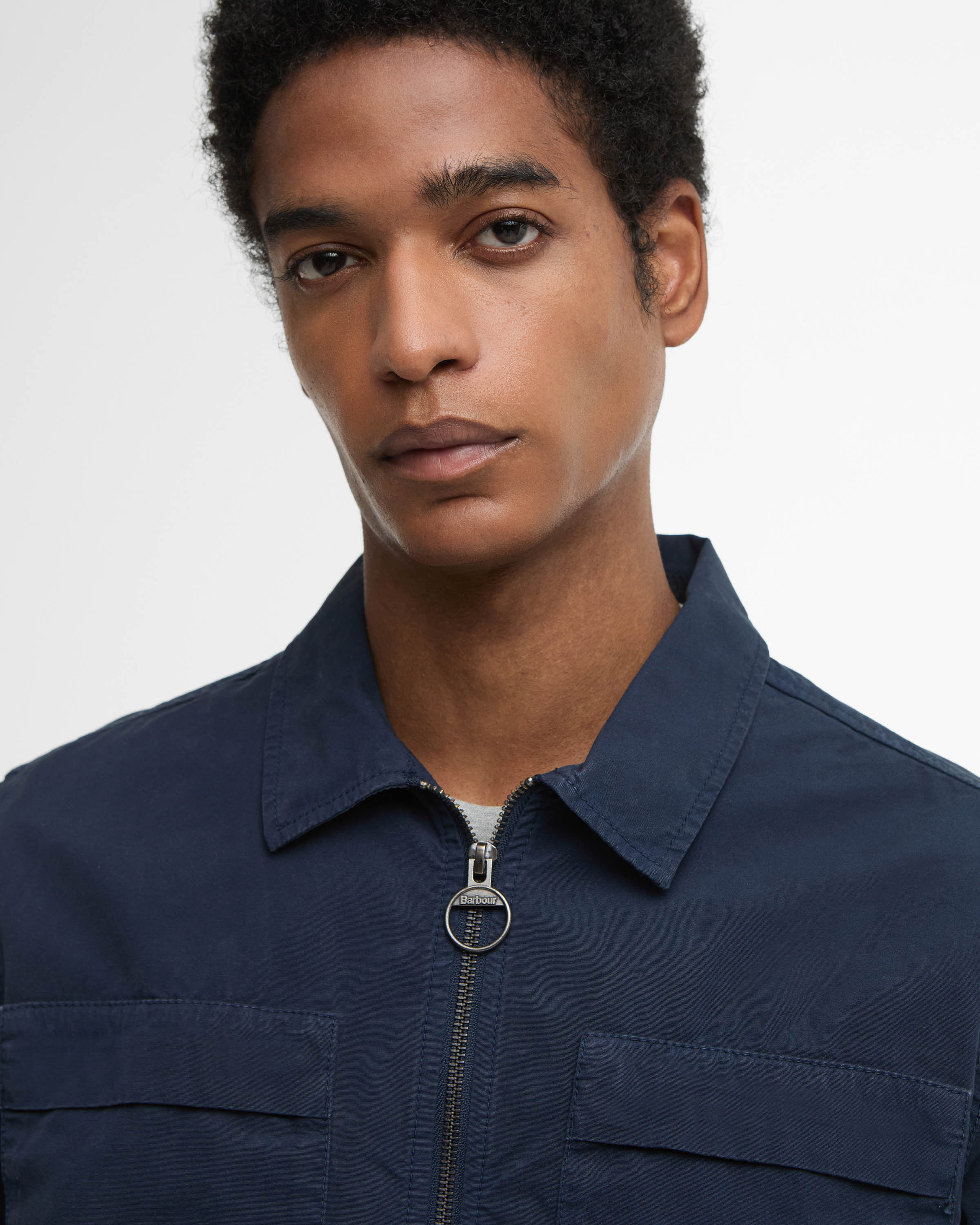 Barbour Glendale Mens Zipped Overshirt - Navy - Image 3