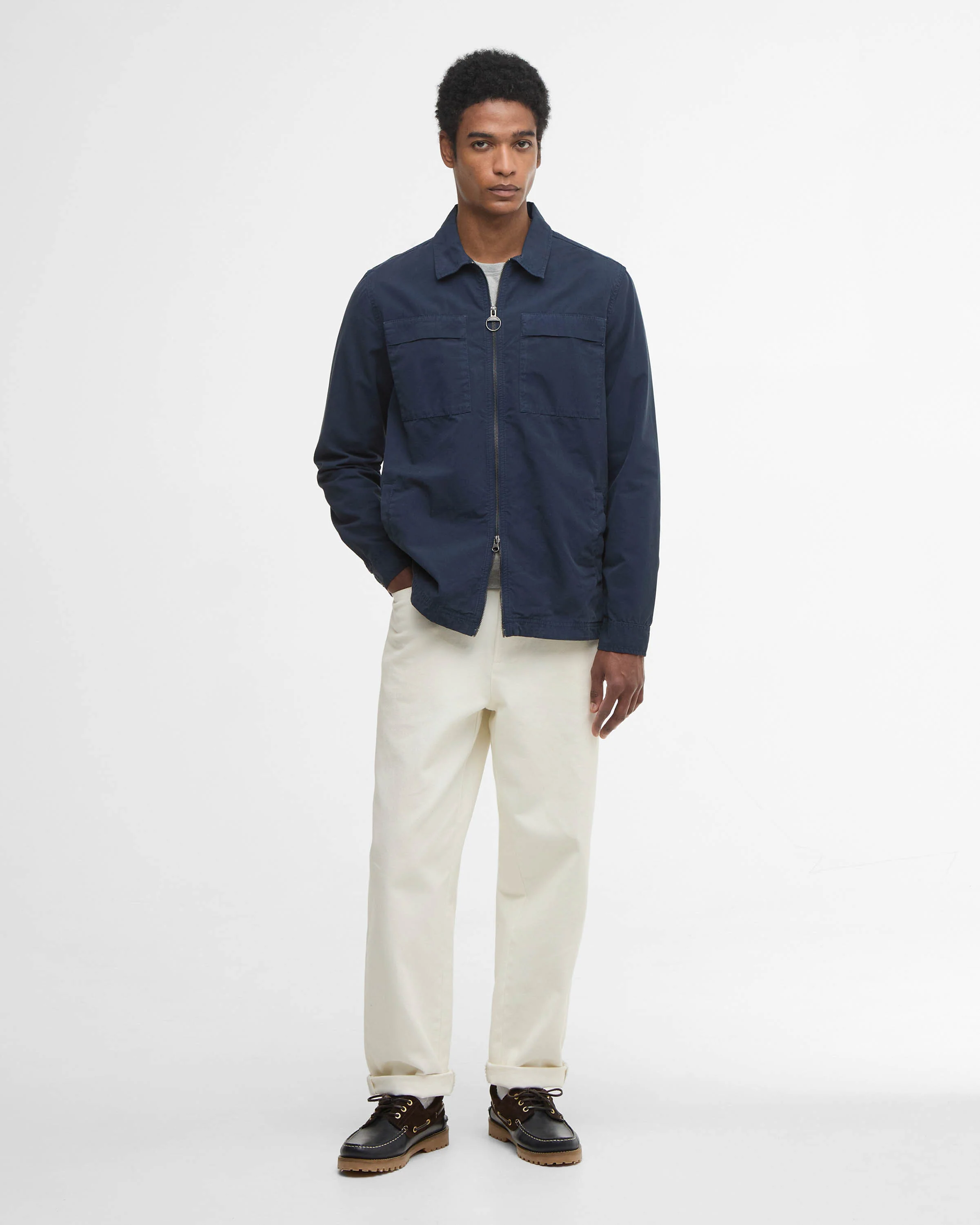 Barbour Glendale Mens Zipped Overshirt - Navy - Image 4