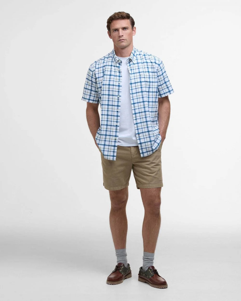 Barbour Glover Mens Short Sleeve Linen Blend Check Shirt - Image 2