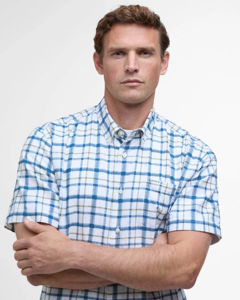 Barbour Glover Mens Short Sleeve Linen Blend Check Shirt - Image 3