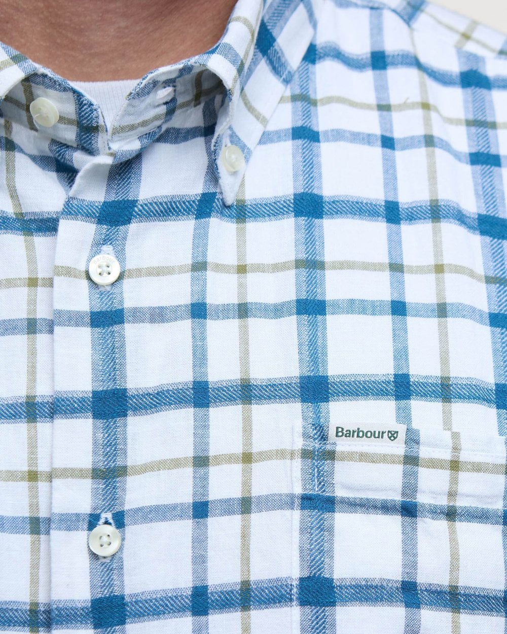 Barbour Glover Mens Short Sleeve Linen Blend Check Shirt - Image 5