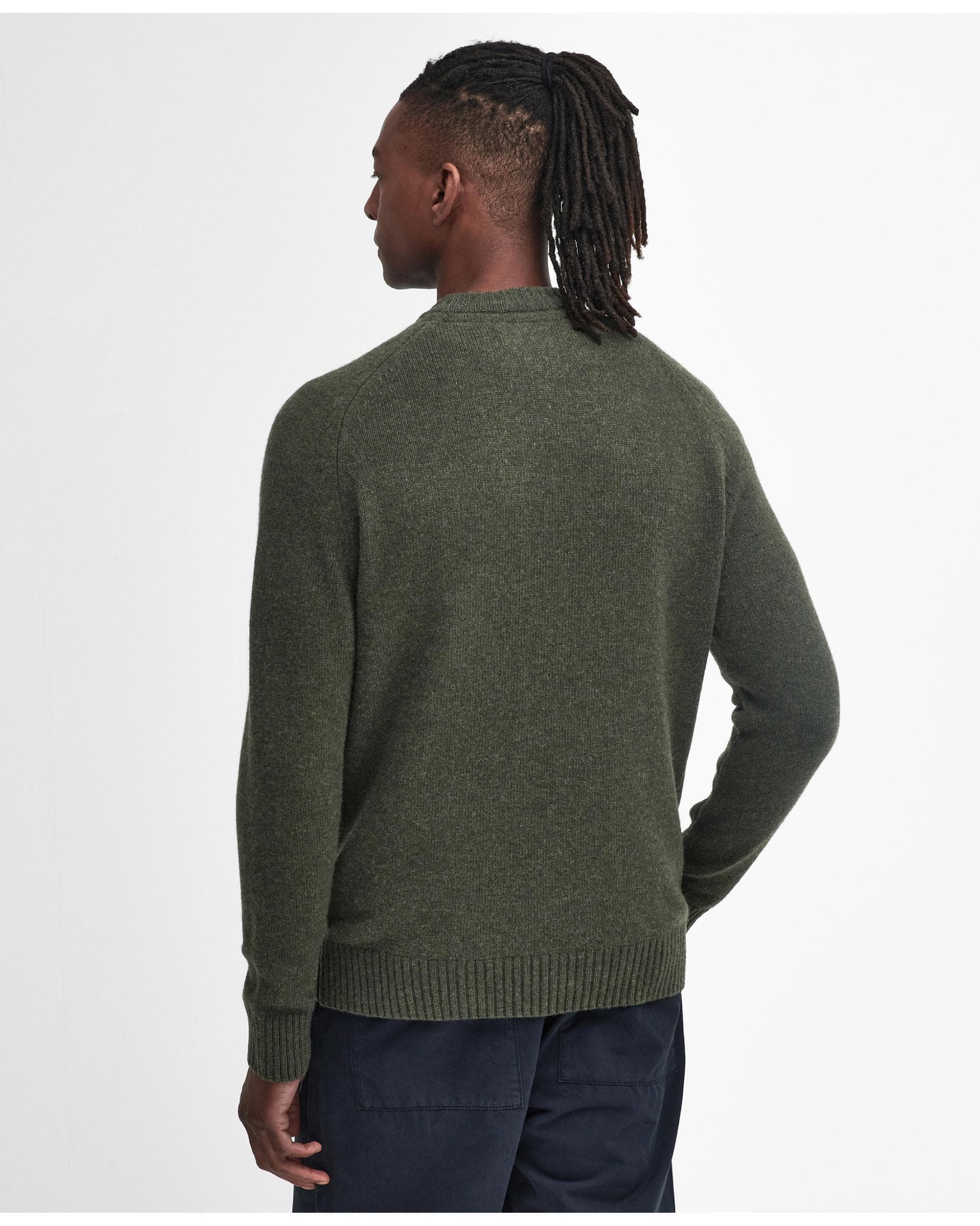 Barbour Grangetown Mens Crew Neck Knitted Sweater - Mid Olive - Image 4
