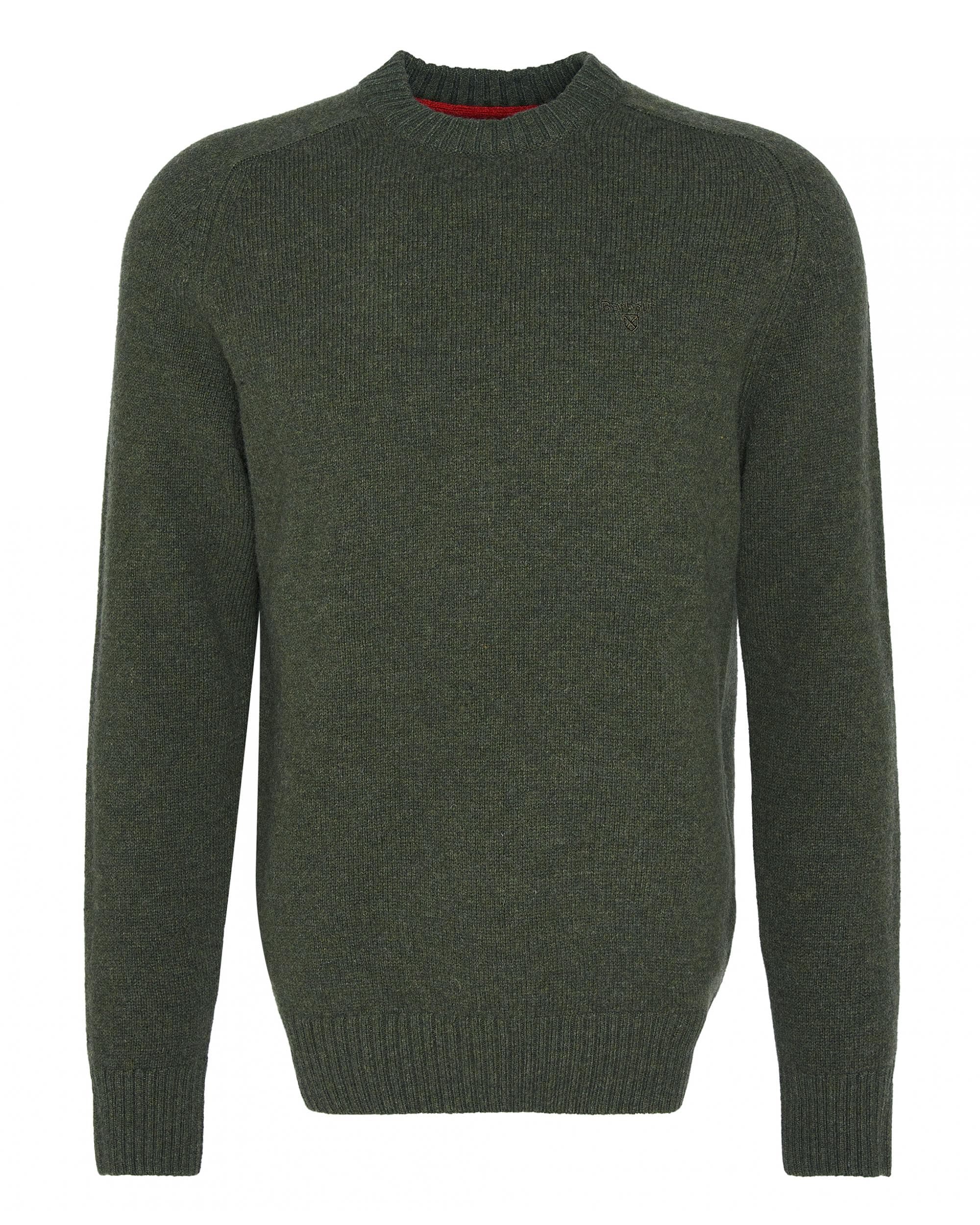Barbour Grangetown Mens Crew Neck Knitted Sweater - Mid Olive - Image 7