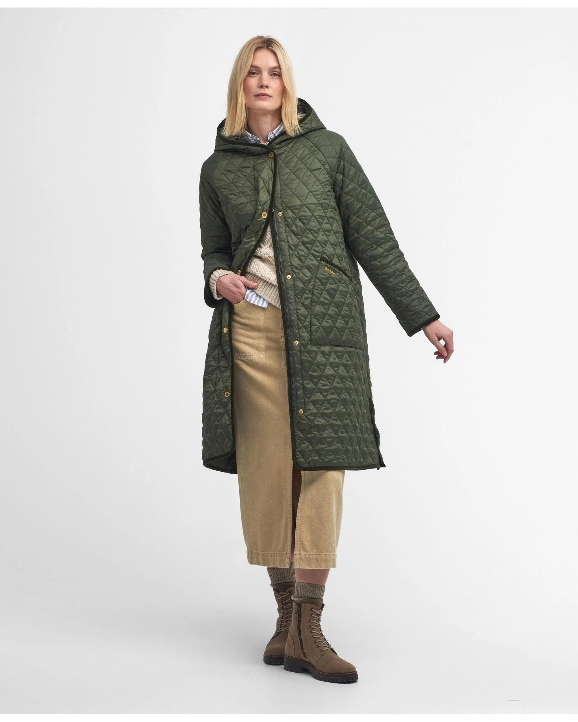 Barbour Harmby Womens Long Quilted Jacket - Image 5