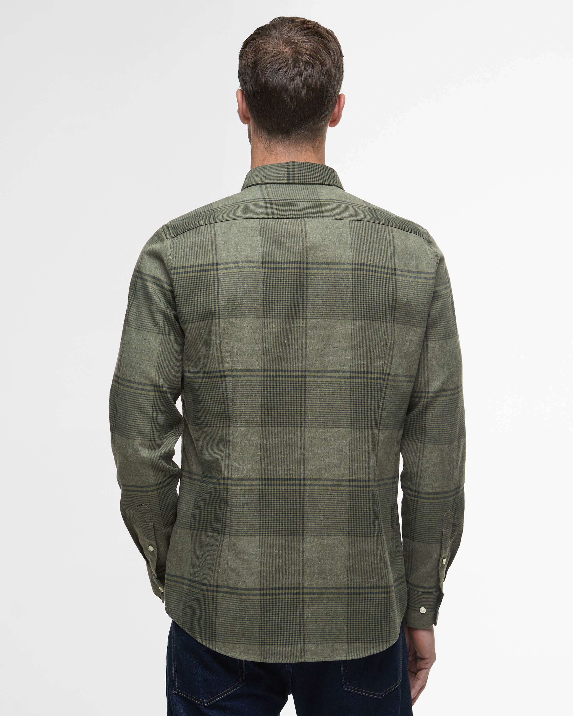 Barbour Heaney Mens Checked Tailored Shirt - Olive - Image 4