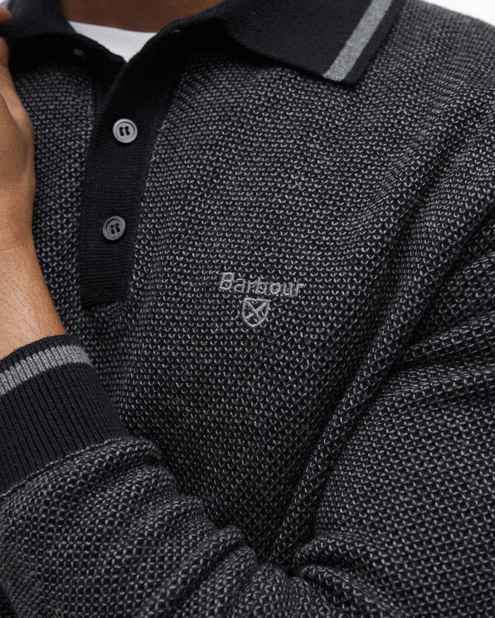Barbour Hilden Mens Long Sleeve Knitted Polo Shirt - Image 4