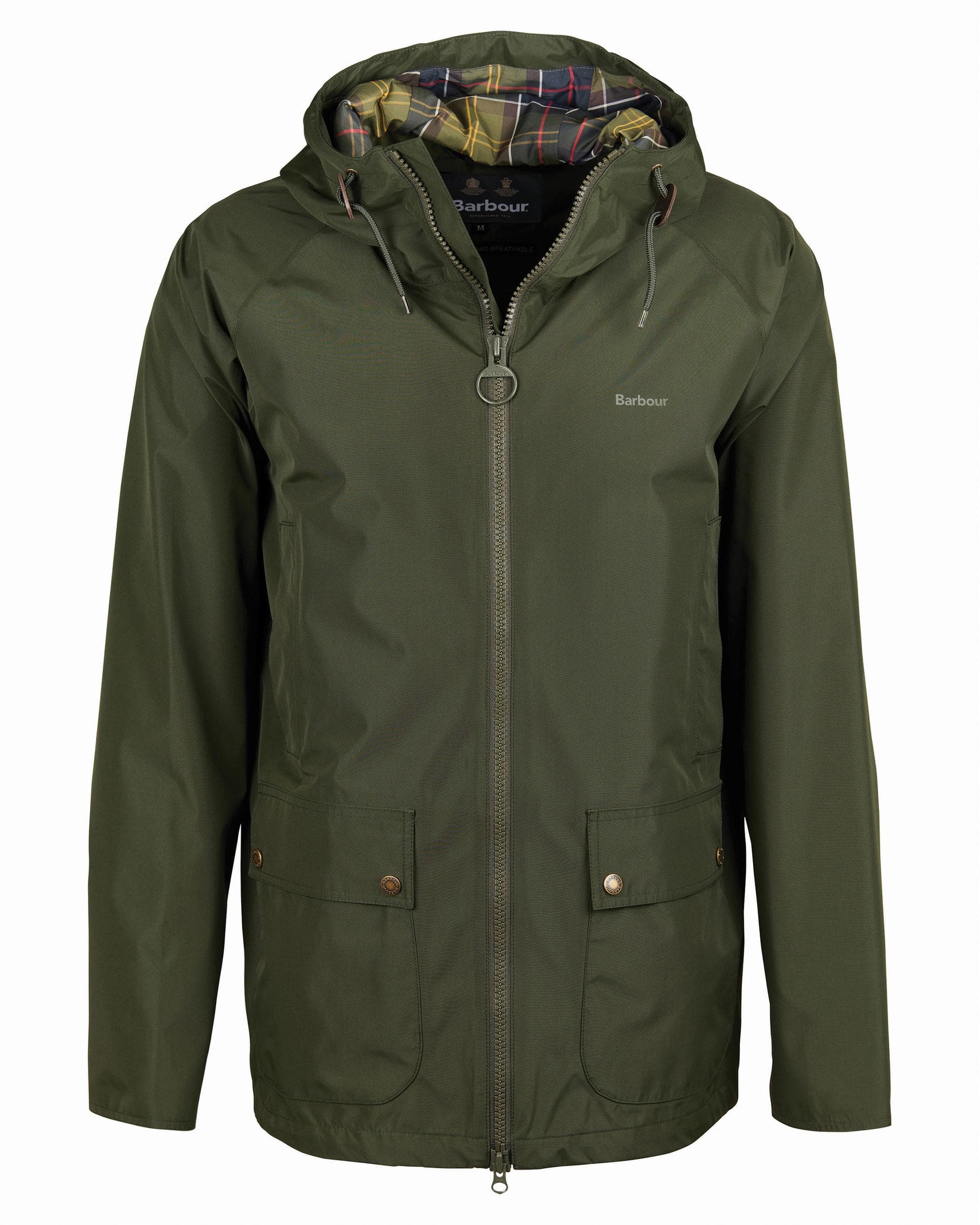 Barbour Hooded Domus Mens Waterproof Jacket - Sage/Classic - Image 10