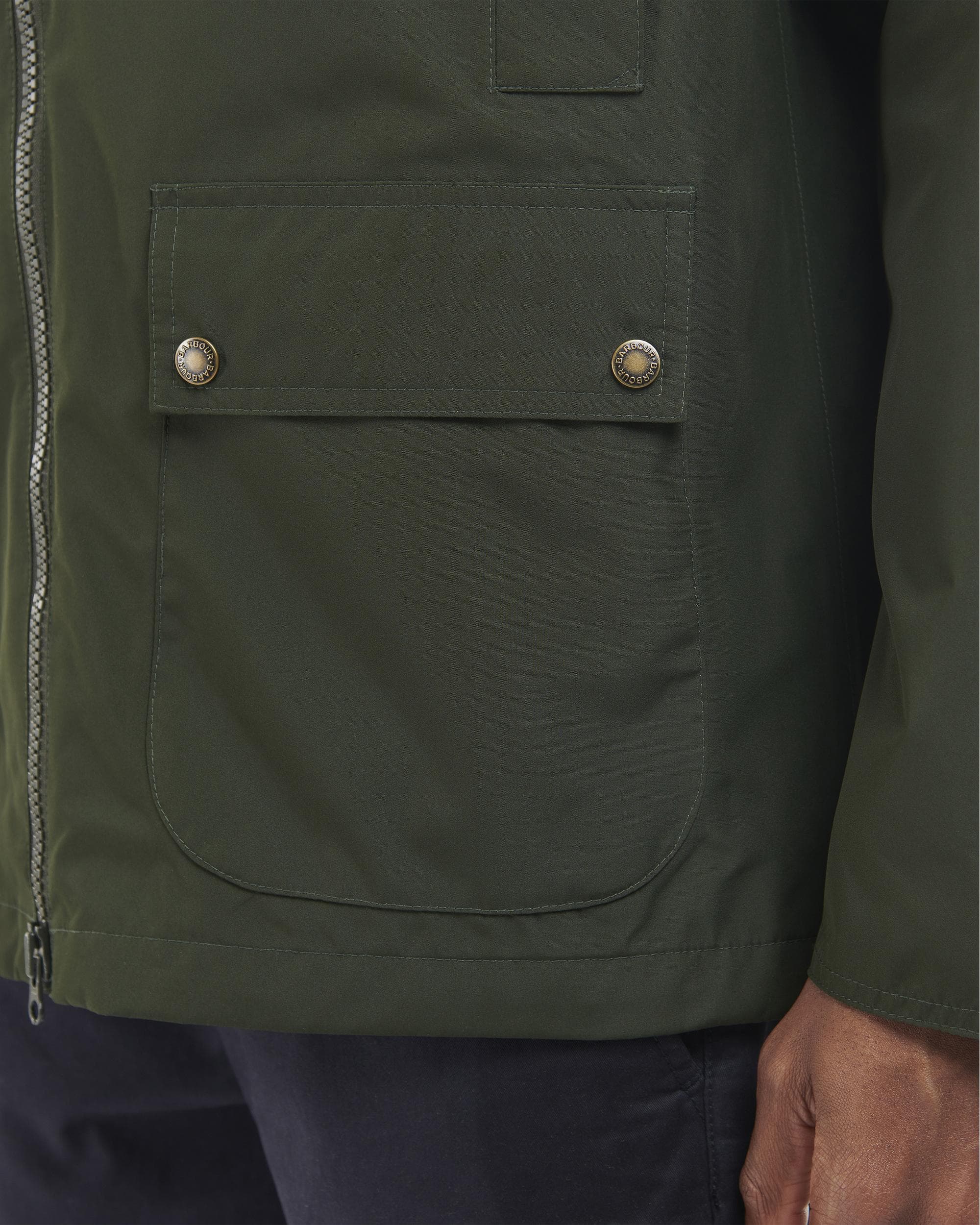 Barbour Hooded Domus Mens Waterproof Jacket - Sage/Classic - Image 3