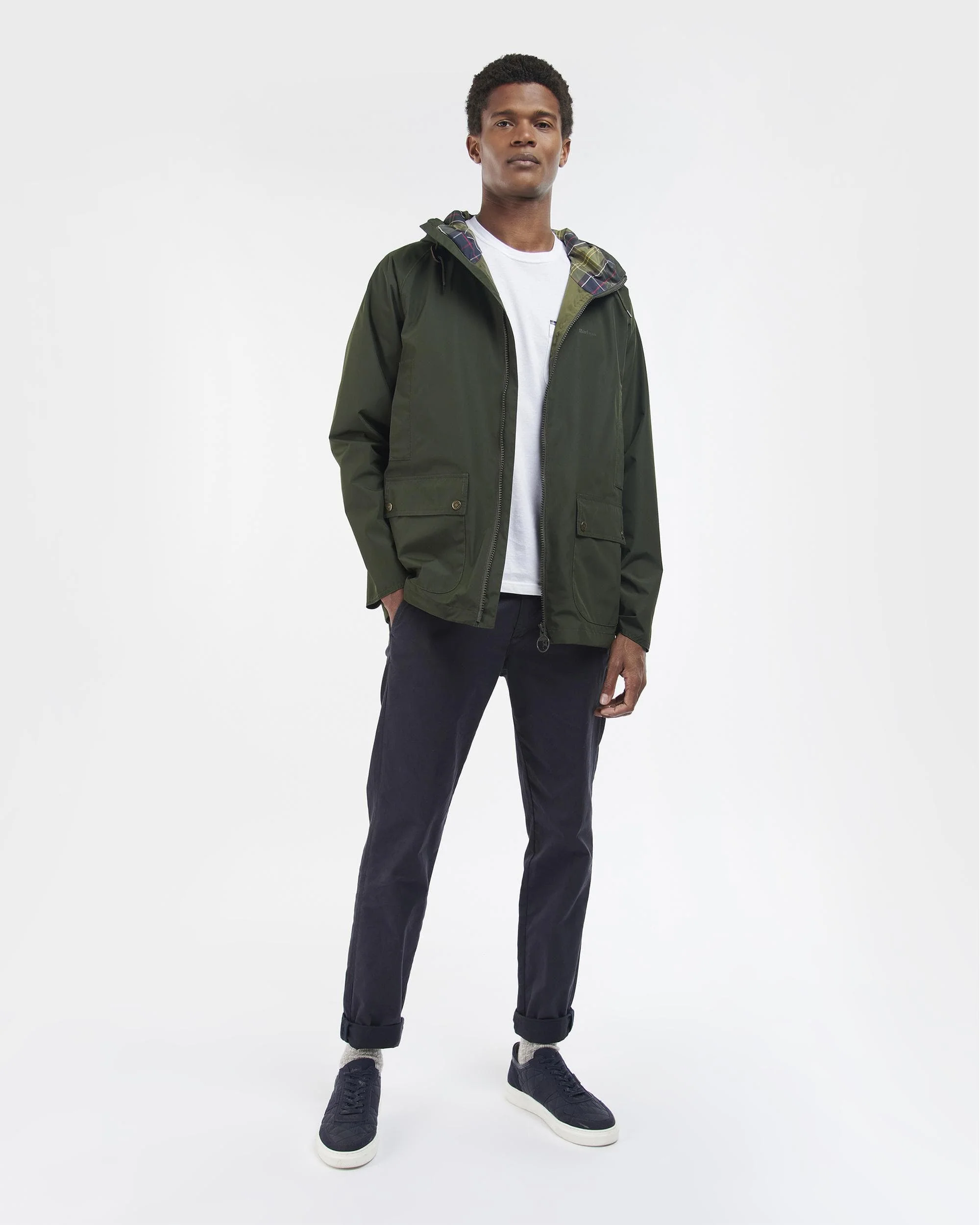Barbour Hooded Domus Mens Waterproof Jacket - Sage/Classic - Image 4