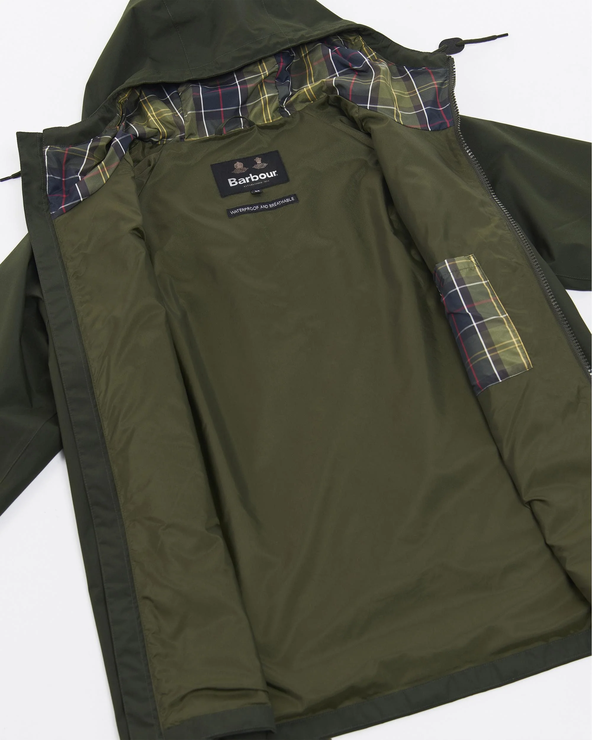 Barbour Hooded Domus Mens Waterproof Jacket - Sage/Classic - Image 6