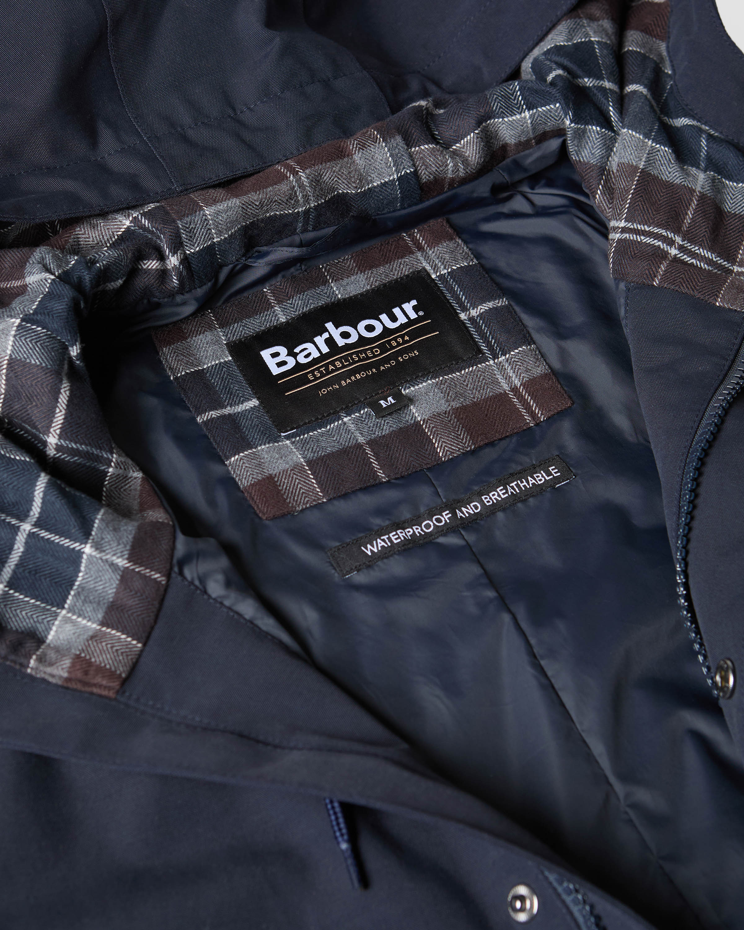 Barbour Hooded Lorden Mens Waterproof Mac - Navy - Image 2