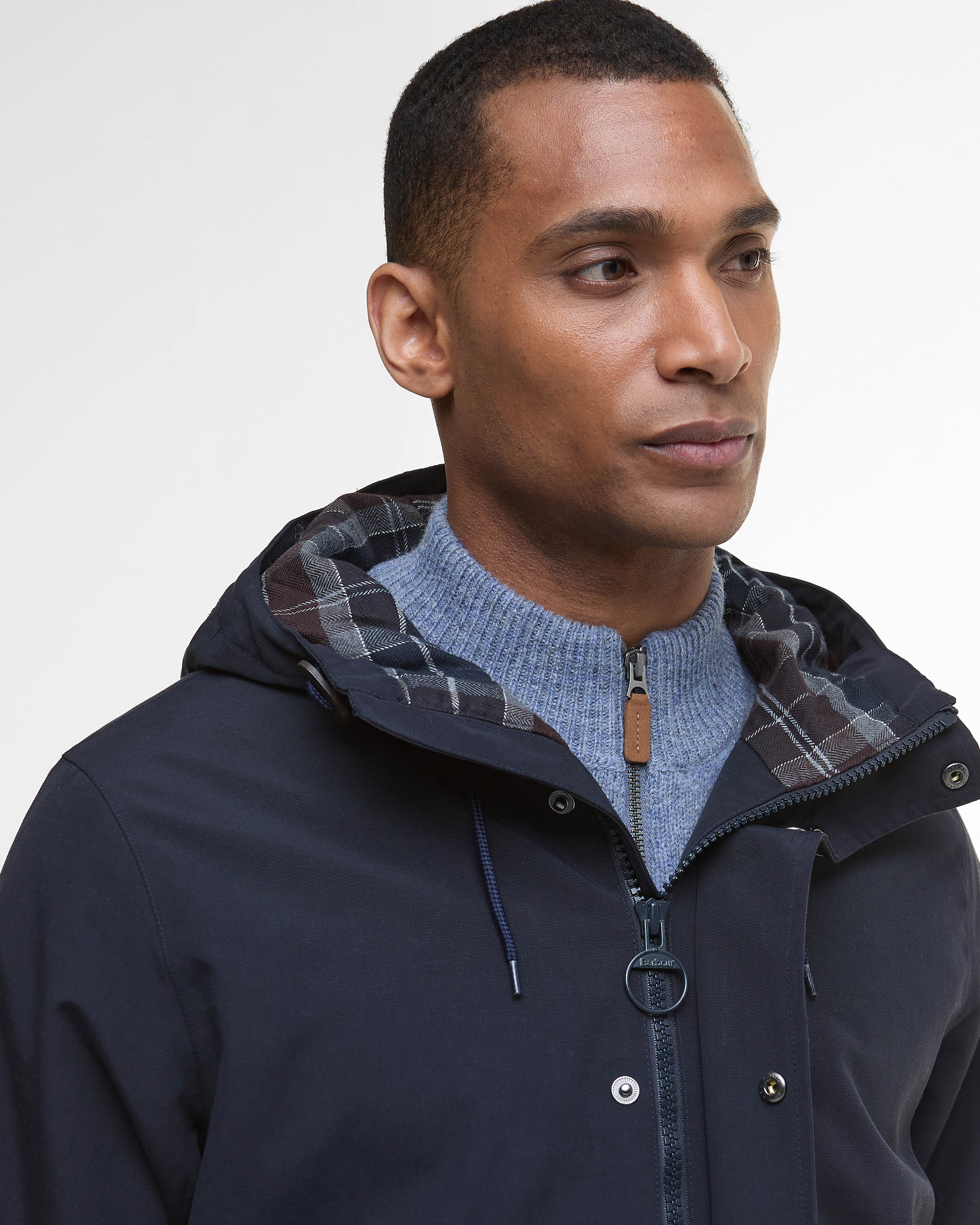 Barbour Hooded Lorden Mens Waterproof Mac - Navy - Image 5