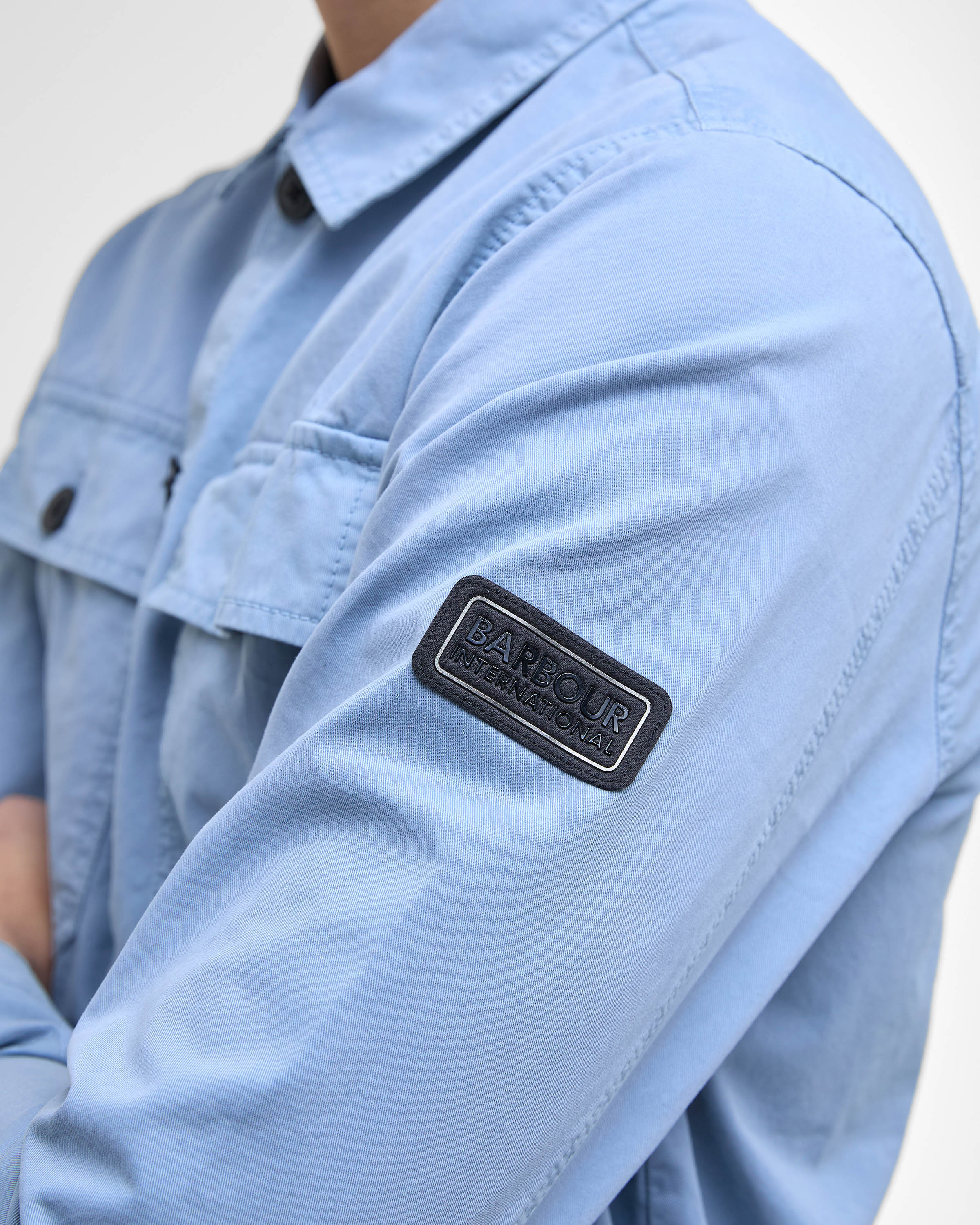 Barbour International Arlo Mens Overshirt - Cool Blue - Image 3