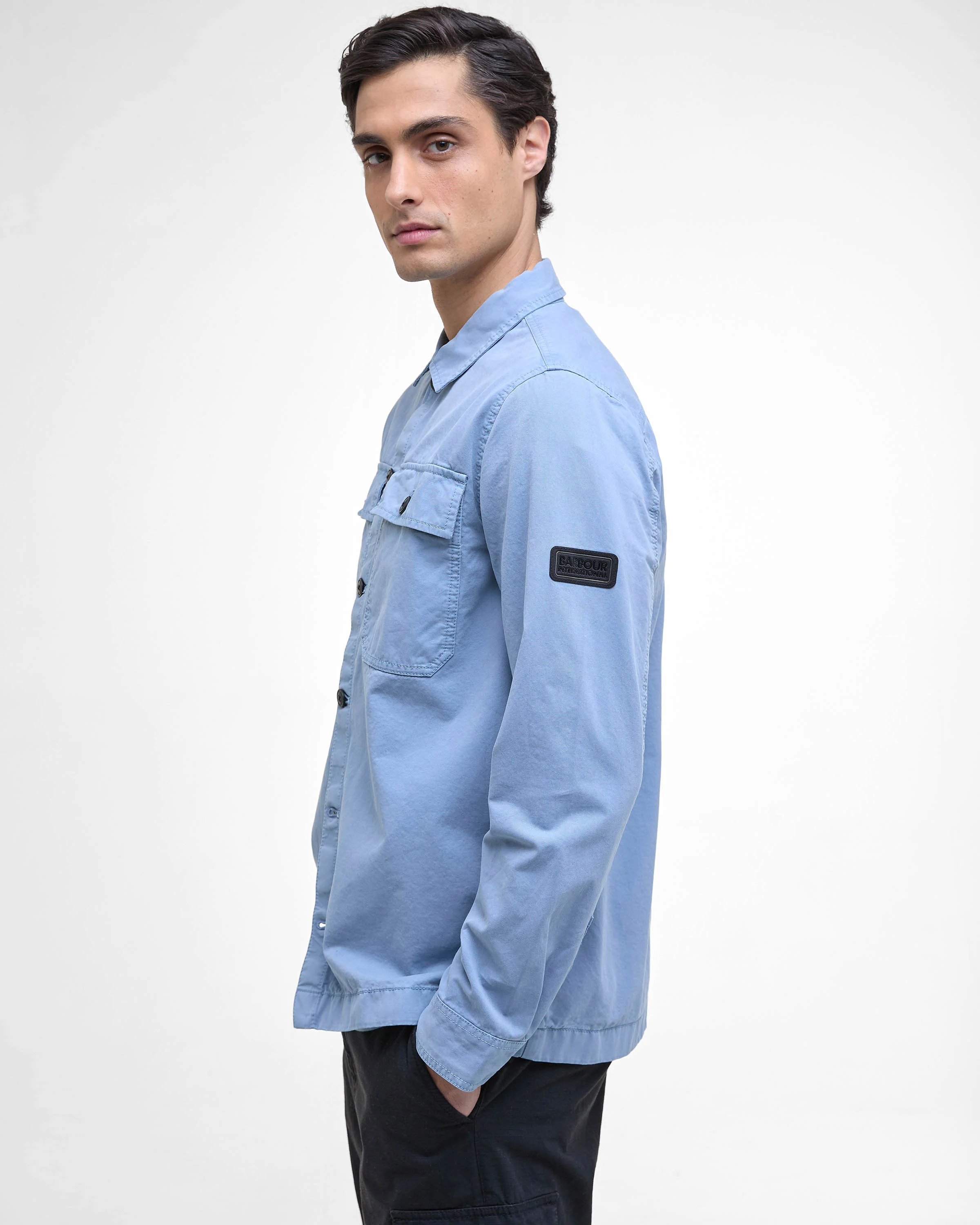 Barbour International Arlo Mens Overshirt - Cool Blue - Image 4