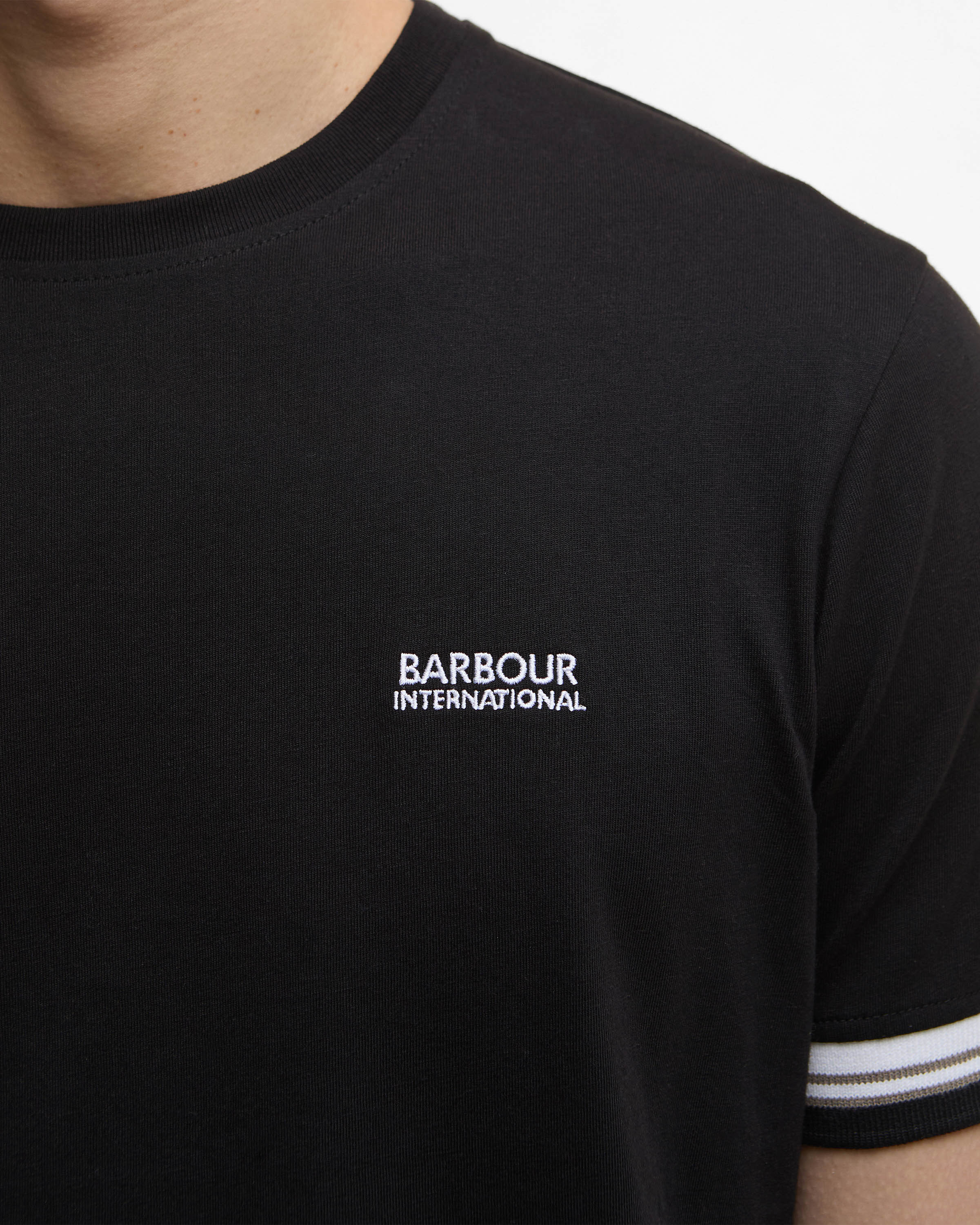 Barbour International Bruce Mens Tipped Cuff T-Shirt - Black - Image 3