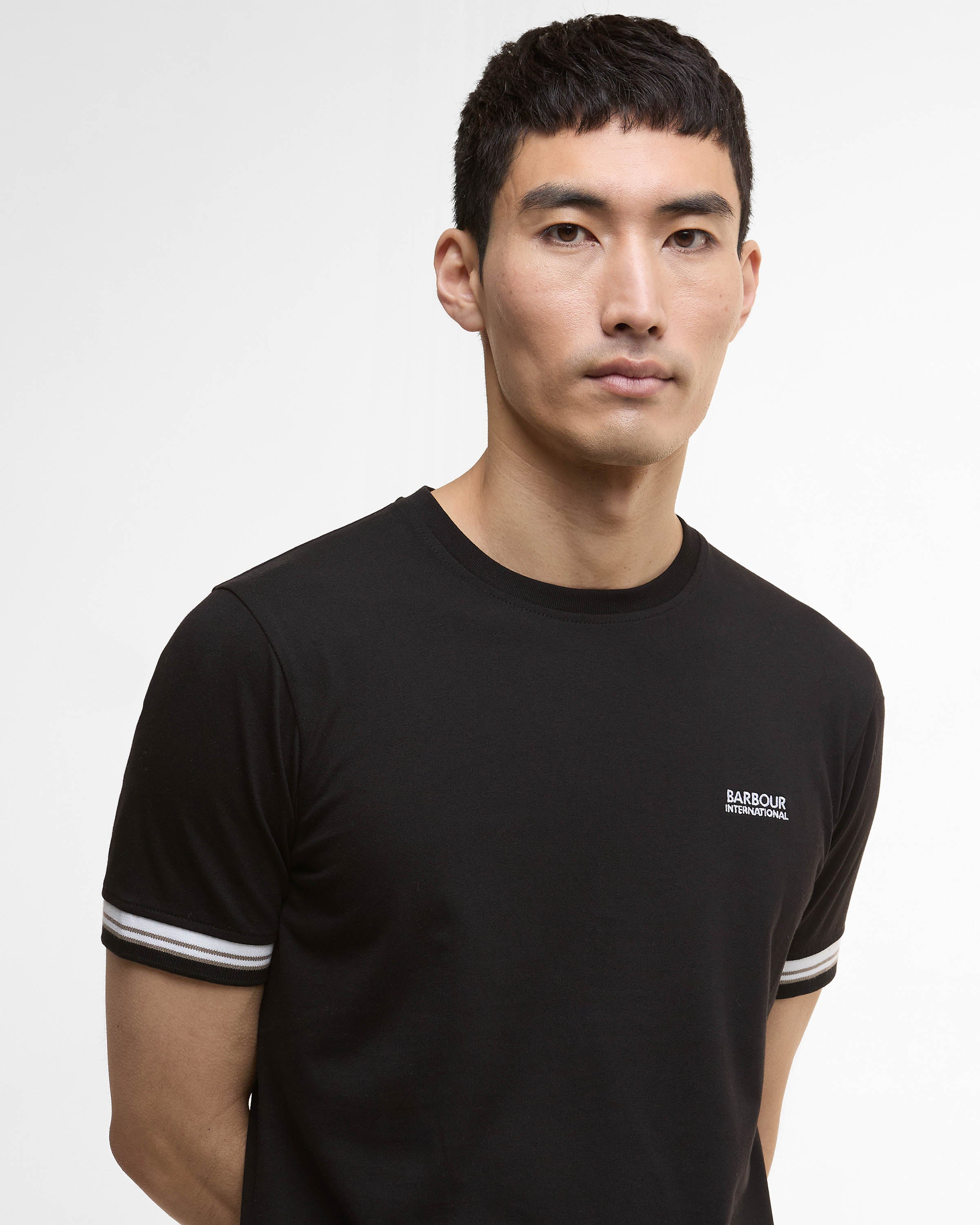 Barbour International Bruce Mens Tipped Cuff T-Shirt - Black - Image 4