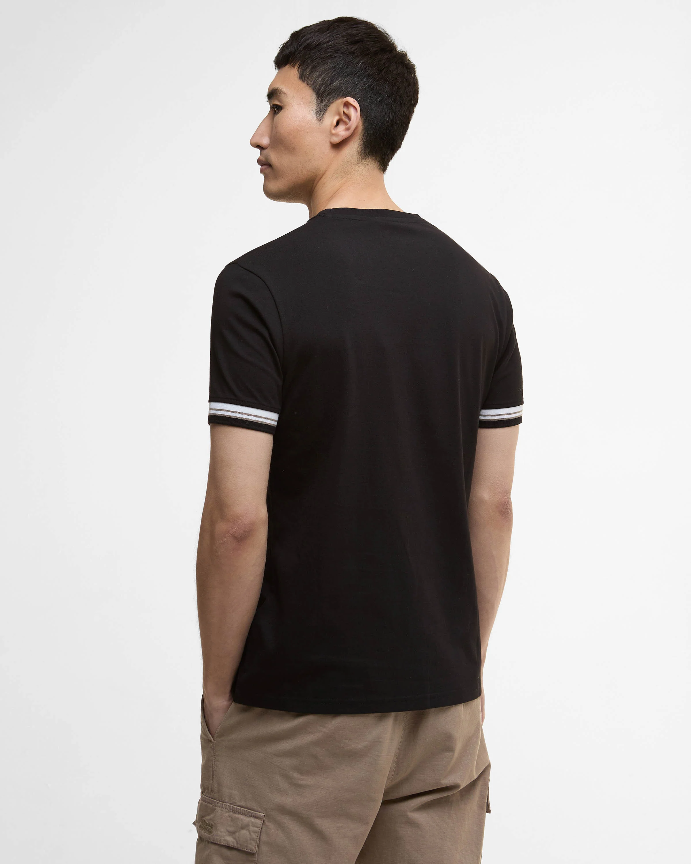 Barbour International Bruce Mens Tipped Cuff T-Shirt - Black - Image 6