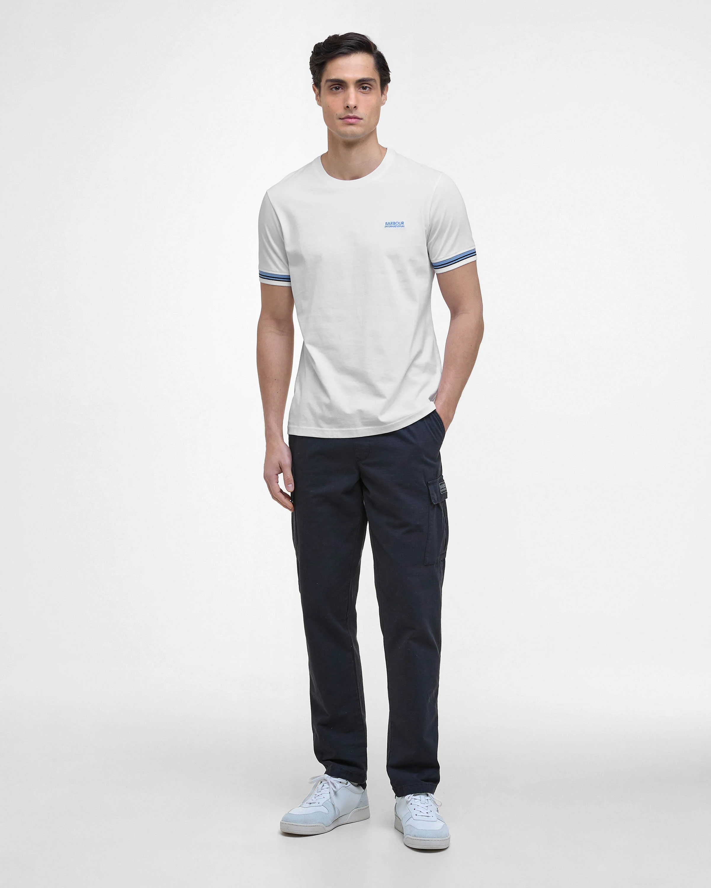 Barbour International Bruce Mens Tipped Cuff T-Shirt - White - Image 2