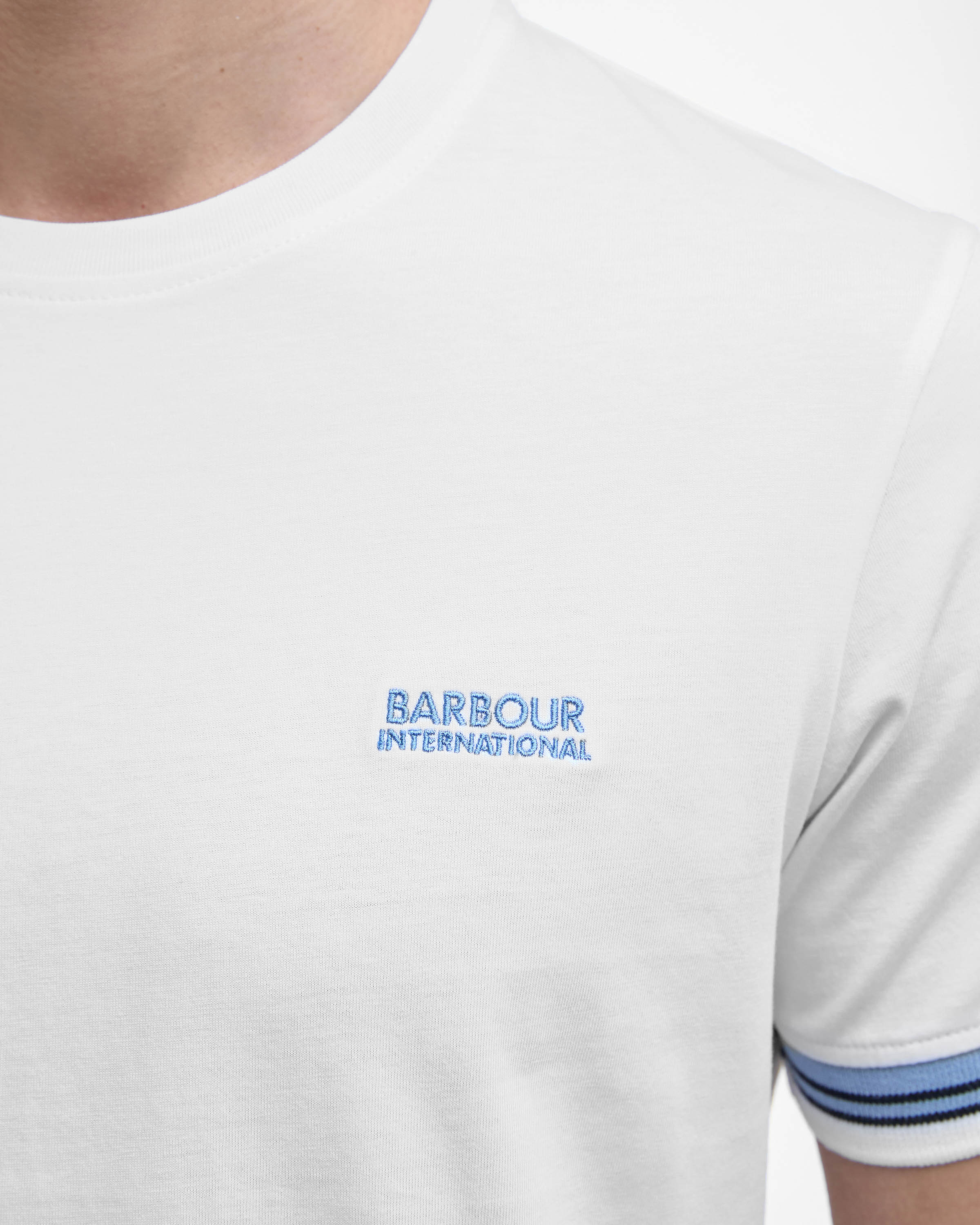 Barbour International Bruce Mens Tipped Cuff T-Shirt - White - Image 3