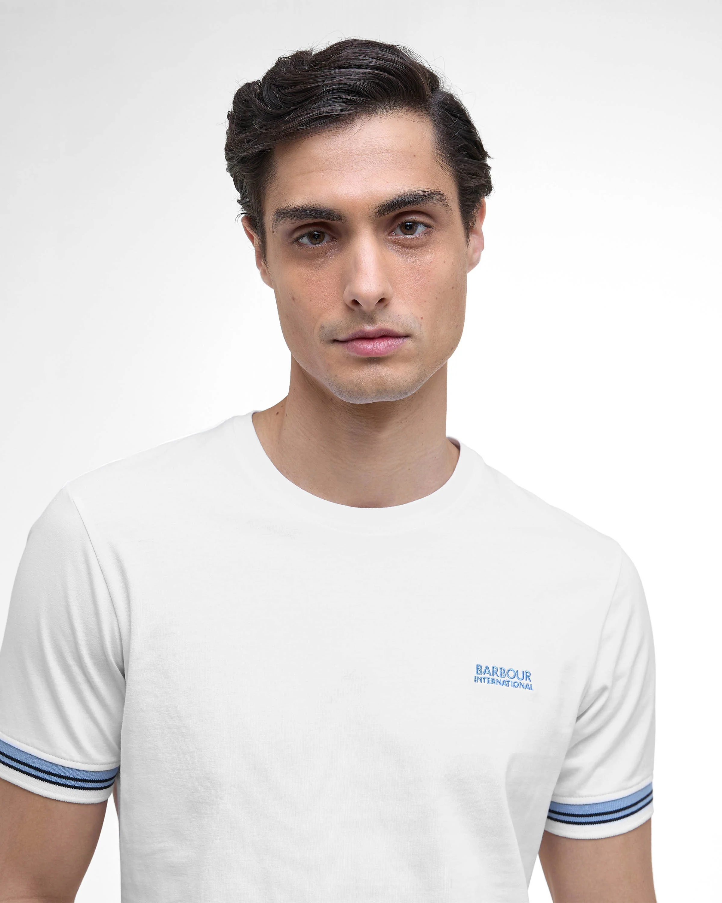 Barbour International Bruce Mens Tipped Cuff T-Shirt - White - Image 4