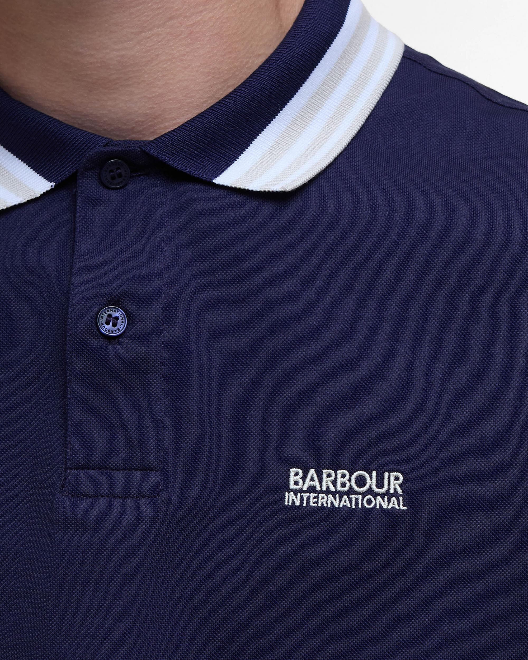 Barbour International Caleb Multi Mens Polo Shirt - Midnight Blue - Image 3