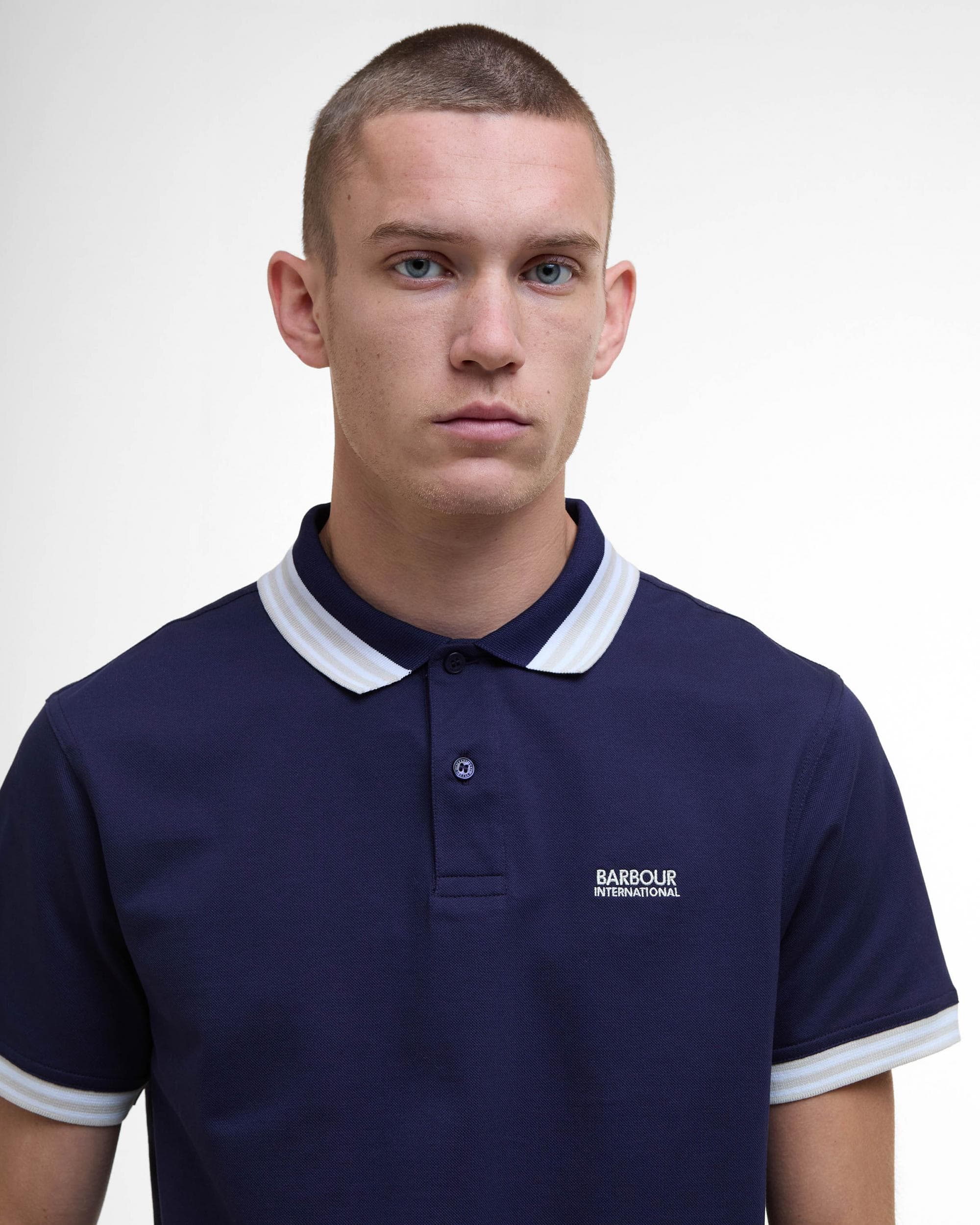 Barbour International Caleb Multi Mens Polo Shirt - Midnight Blue - Image 4