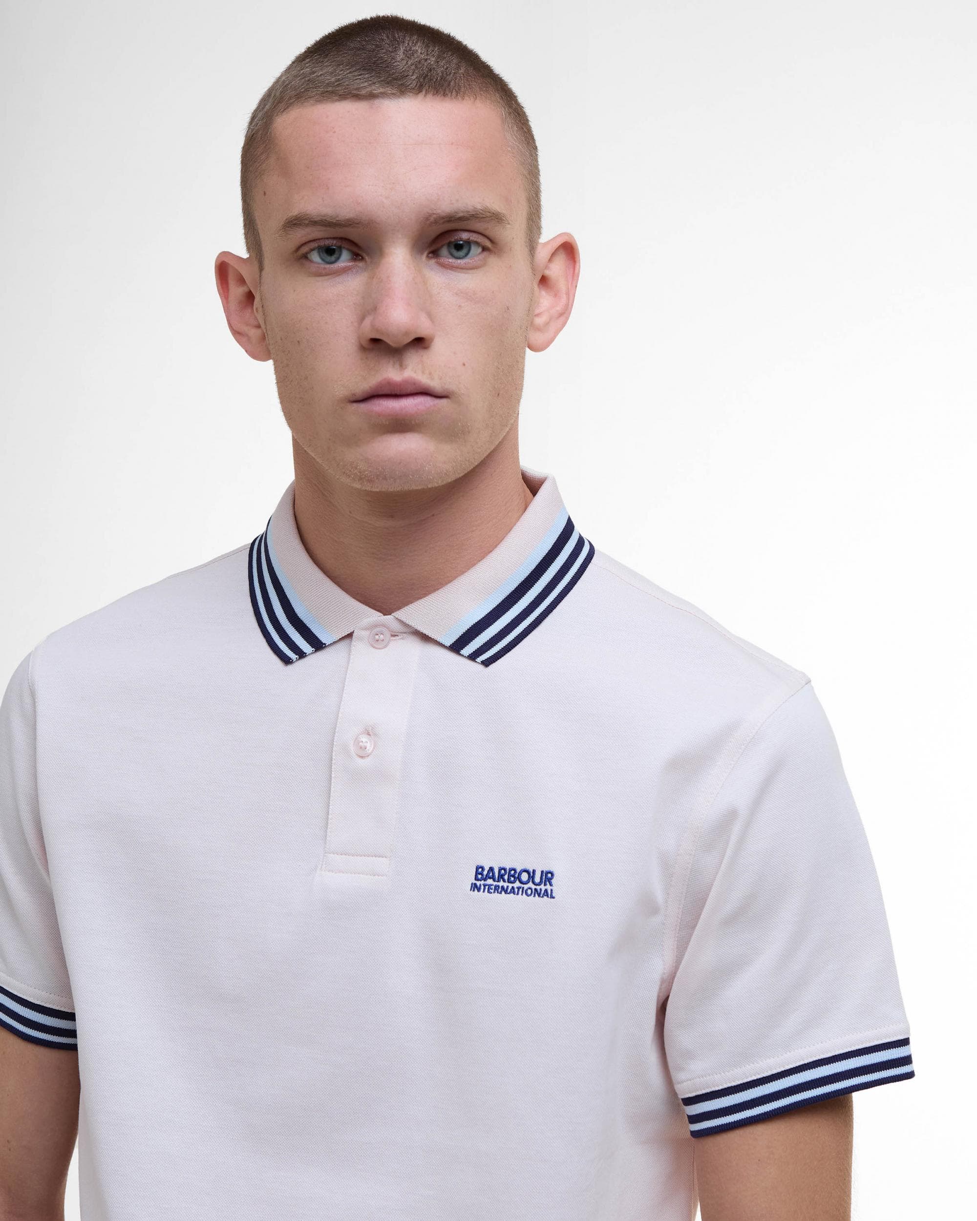 Barbour International Caleb Multi Mens Polo Shirt - Quartz Pink - Image 3