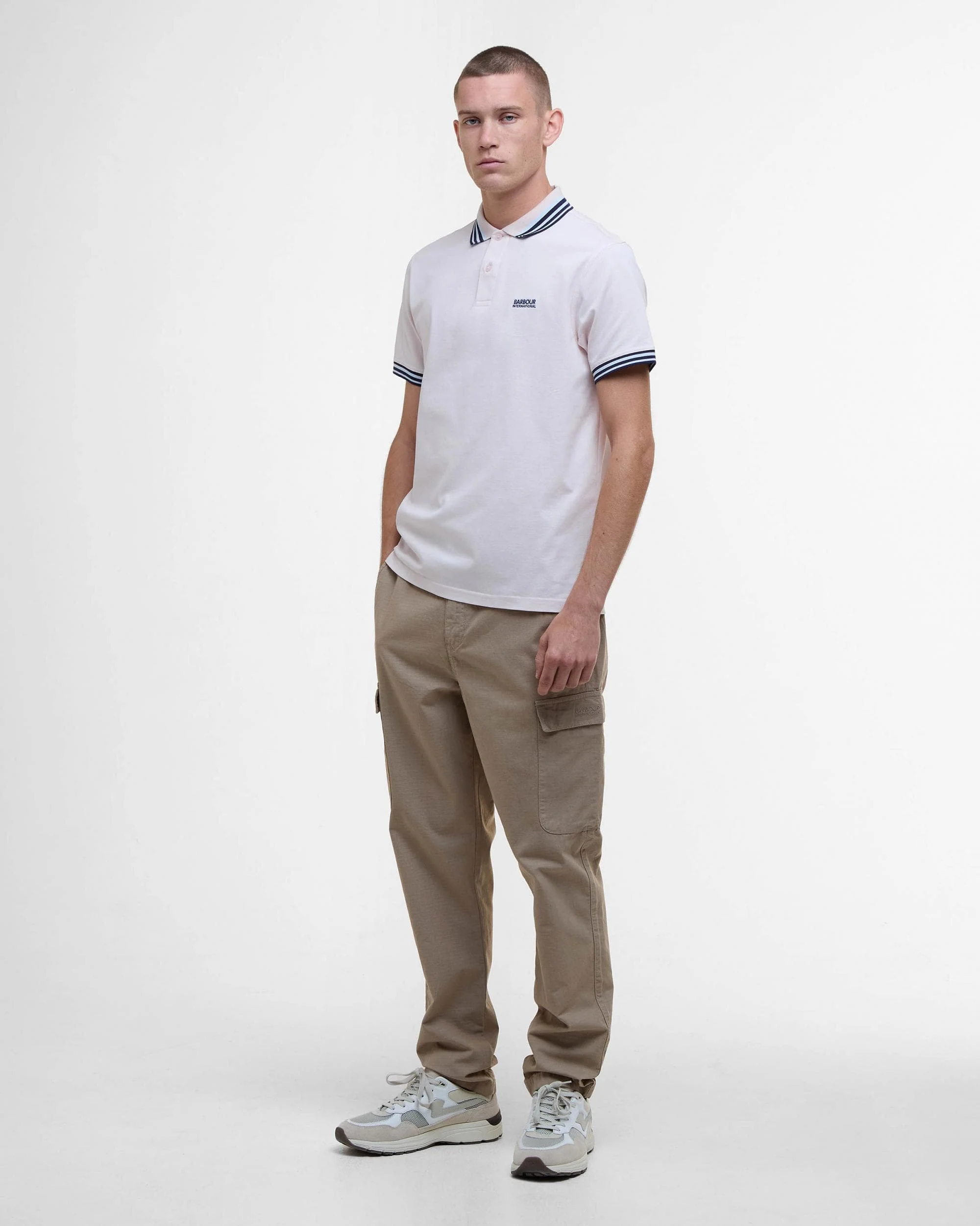 Barbour International Caleb Multi Mens Polo Shirt - Quartz Pink - Image 4