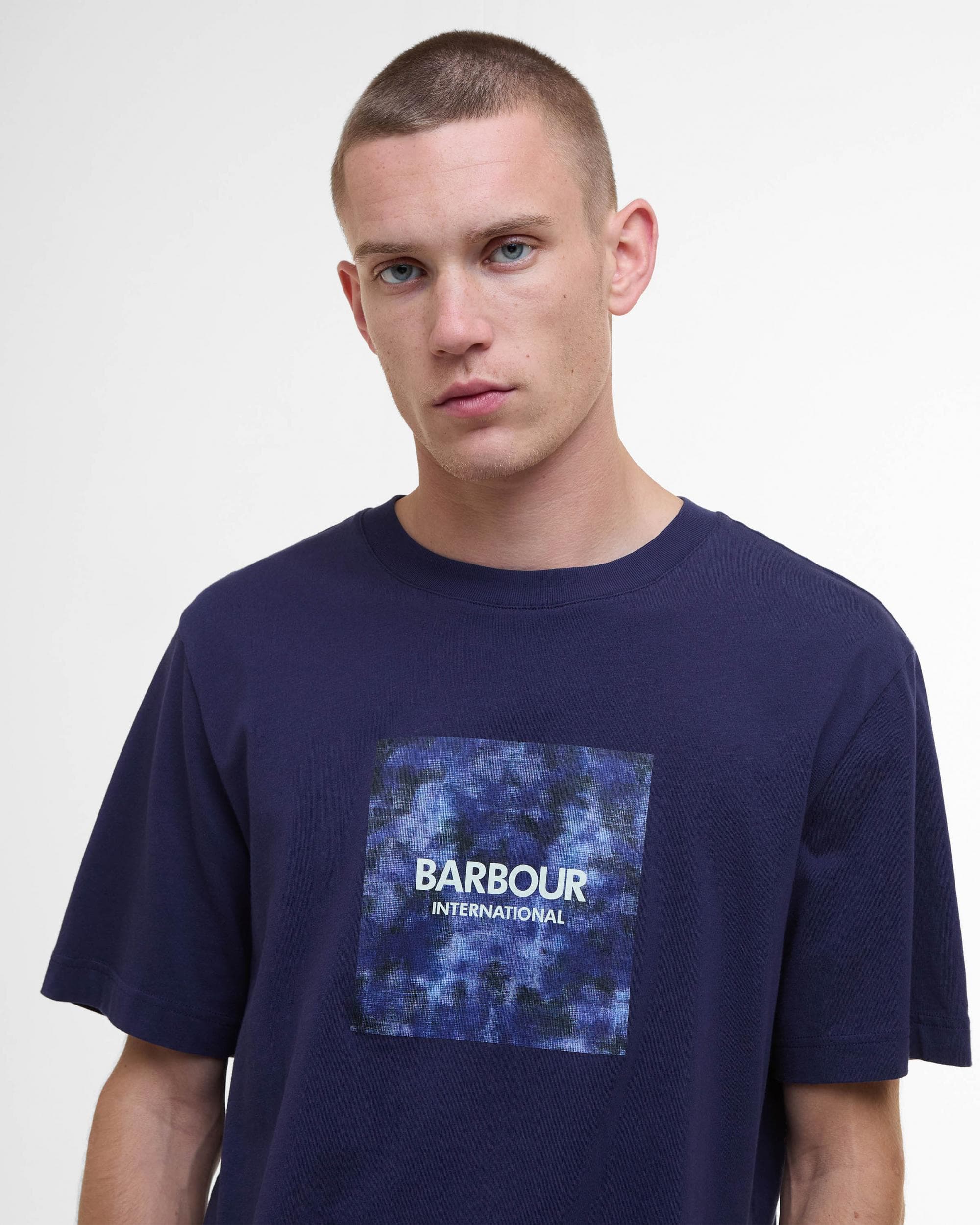 Barbour International Camo Ikat Mens T-Shirt - Midnight Blue - Image 3