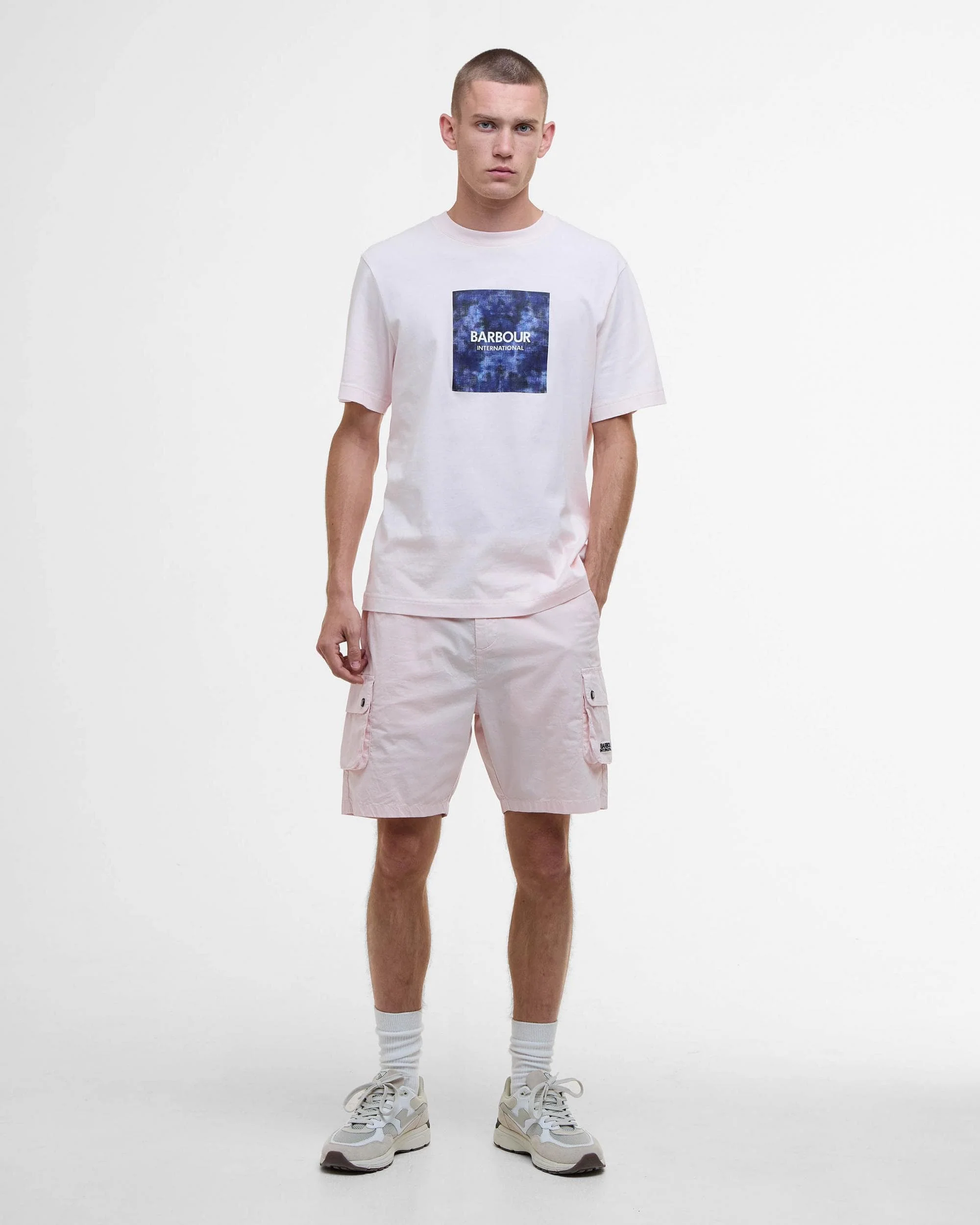 Barbour International Camo Ikat Mens T-Shirt - Quartz Pink - Image 2
