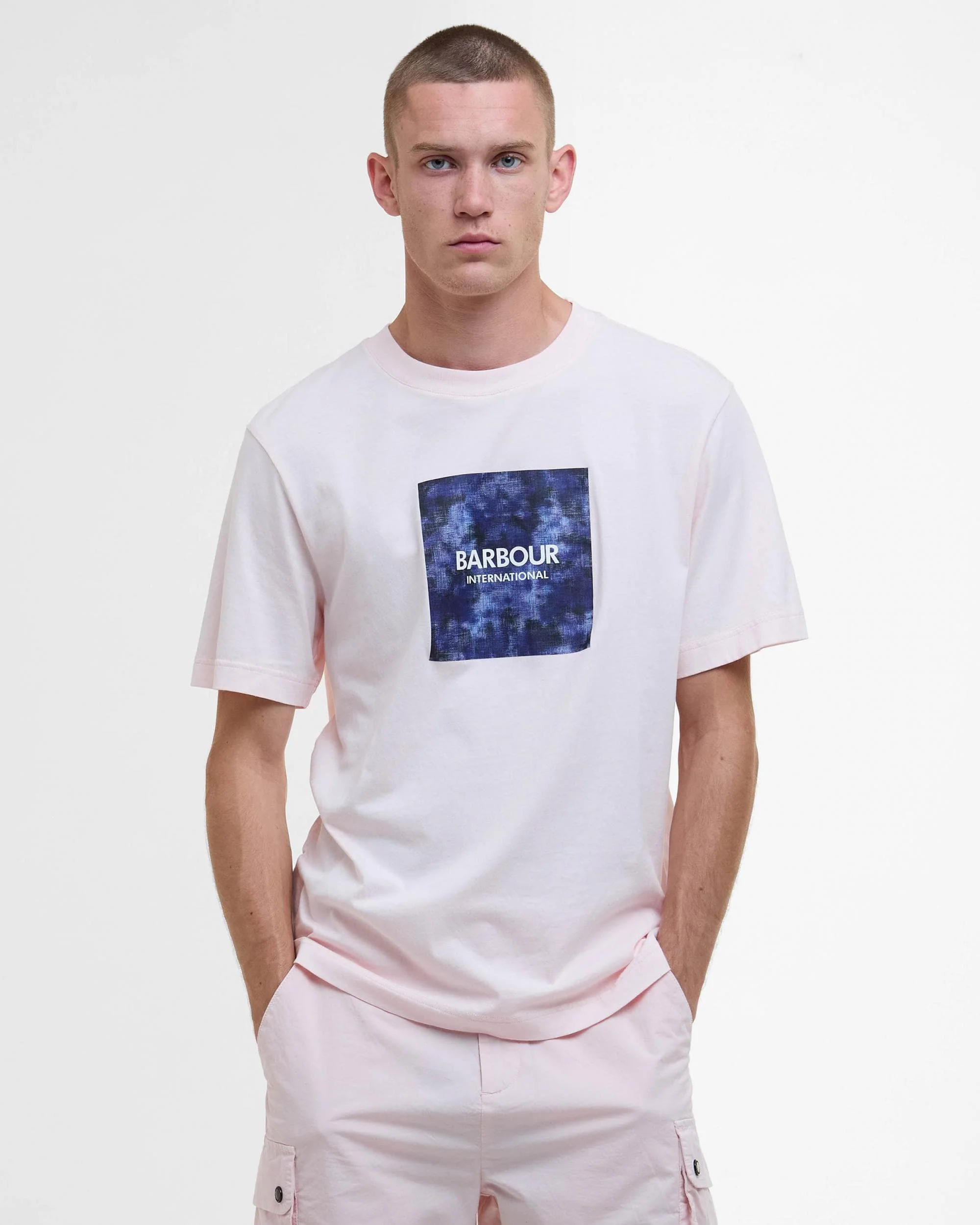 Barbour International Camo Ikat Mens T-Shirt - Quartz Pink - Image 3
