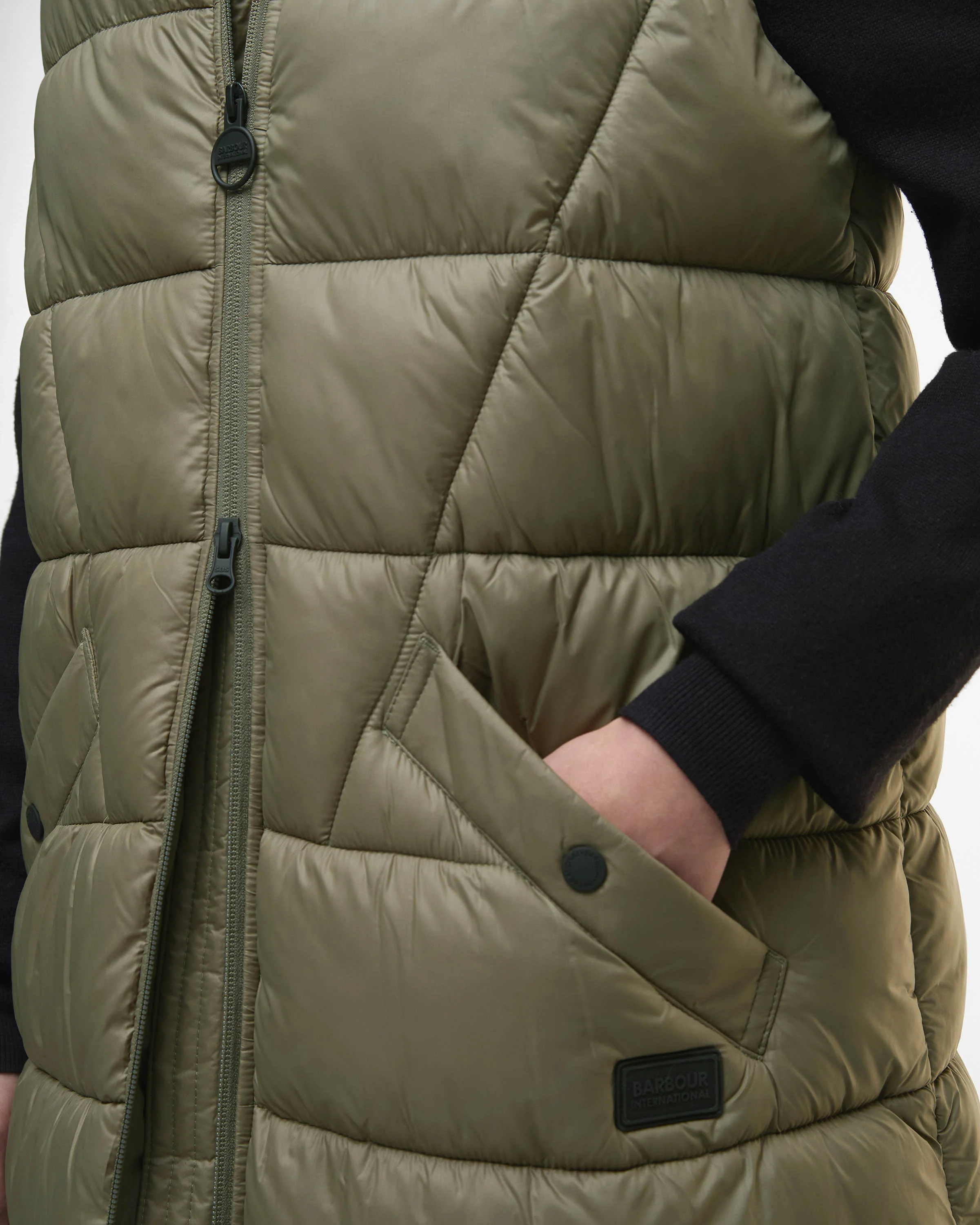 Barbour International Cecilla Womens Puffer Gilet - Dusky Khaki - Image 3