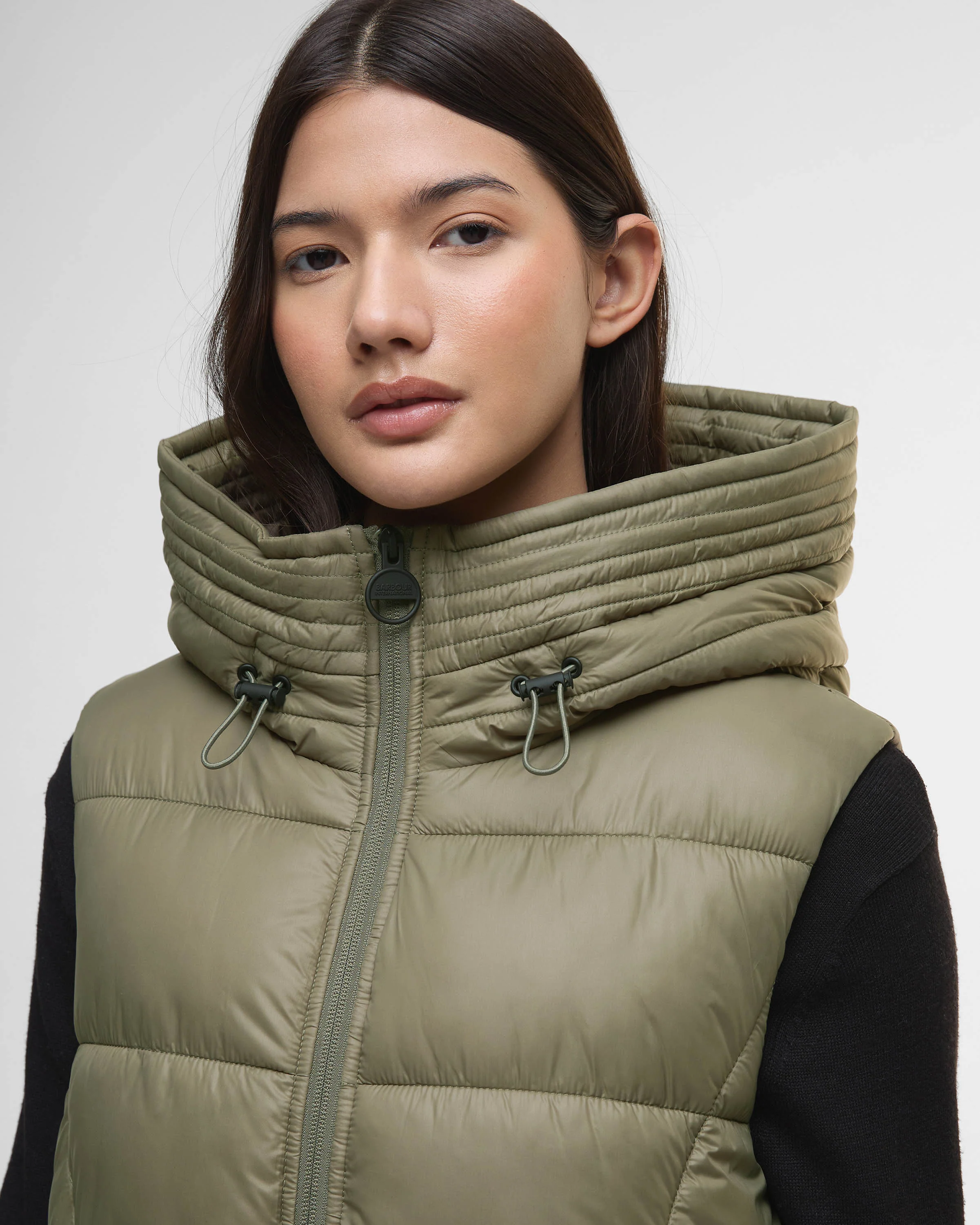 Barbour International Cecilla Womens Puffer Gilet - Dusky Khaki - Image 4