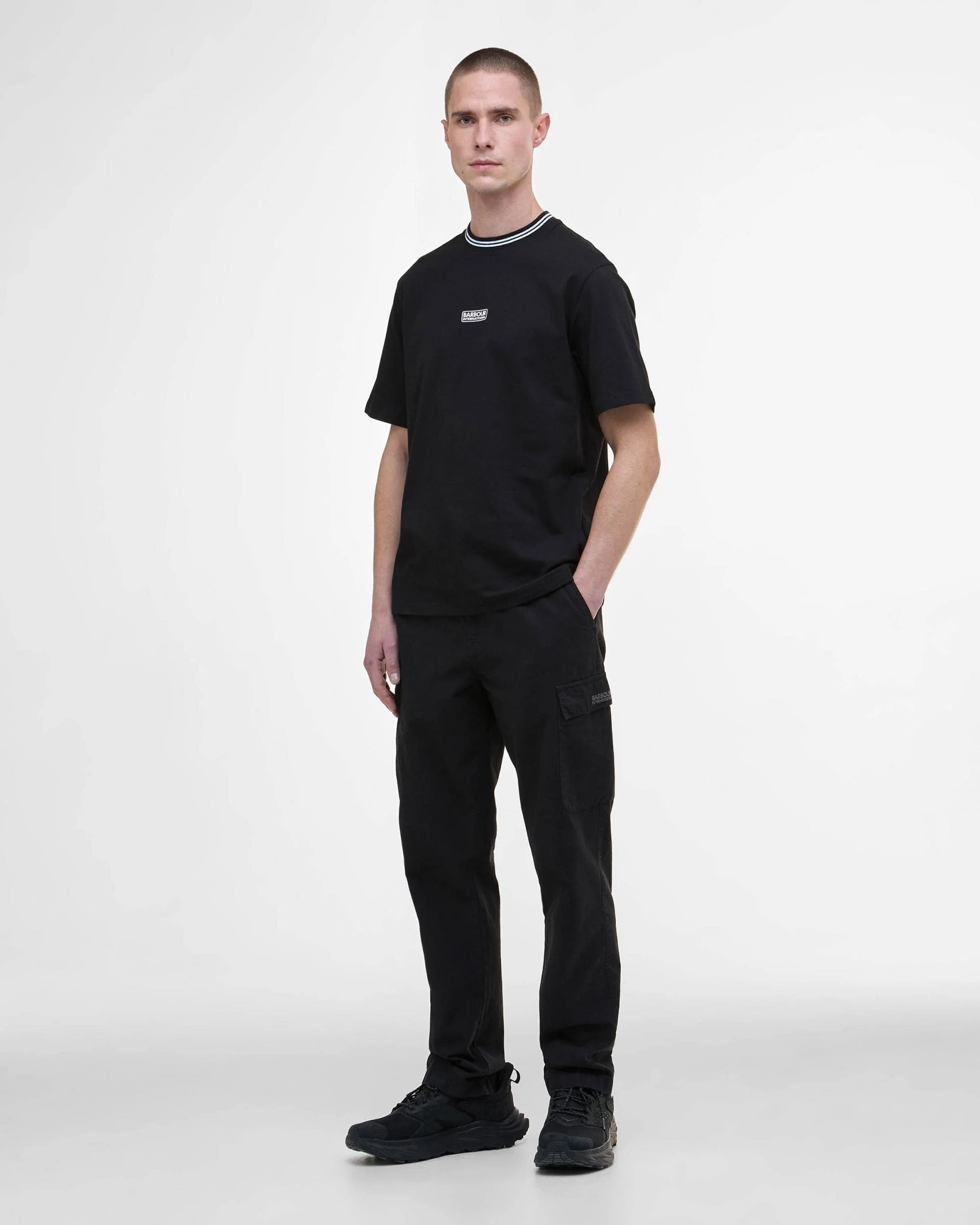 Barbour International Central Logo Mens T-Shirt - Black - Image 3