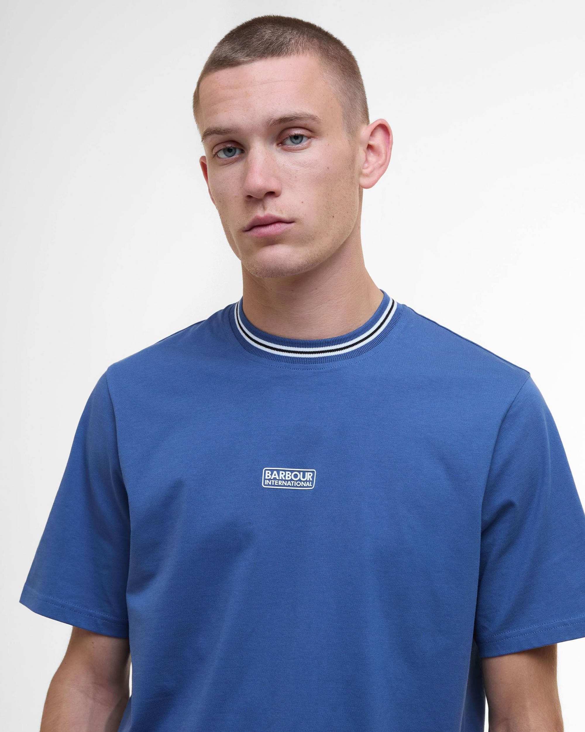 Barbour International Central Logo Mens T-Shirt - North Sea Blue - Image 2
