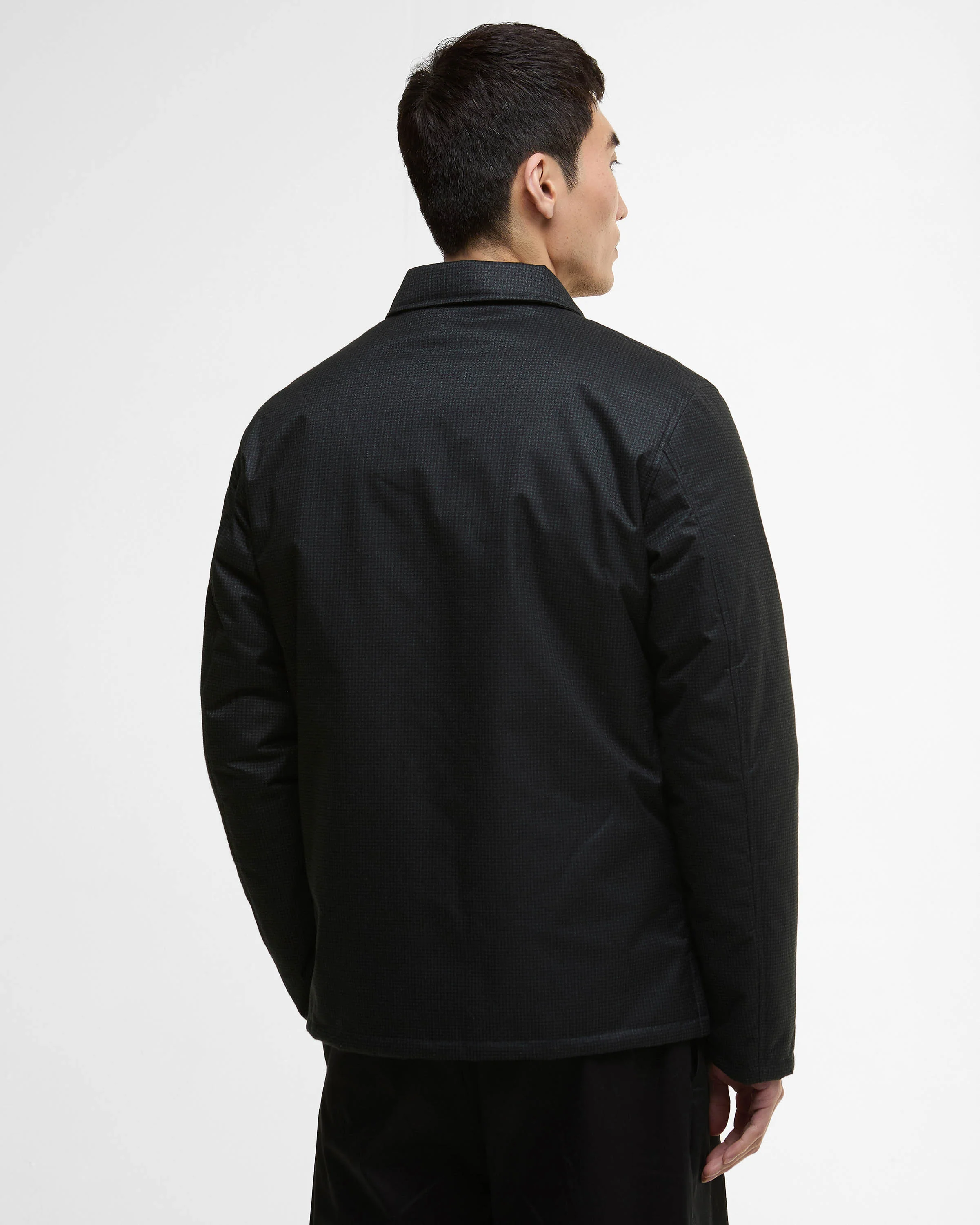 Barbour International Check Distill Mens Quilted Jacket - Black/Sage Check - Image 7