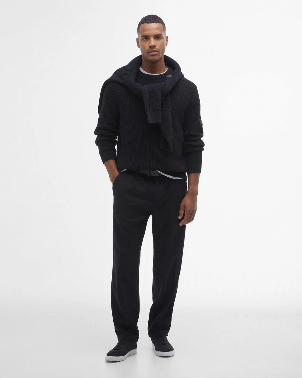 Barbour International Chester Mens Crew Neck Jumper - Black - Image 2
