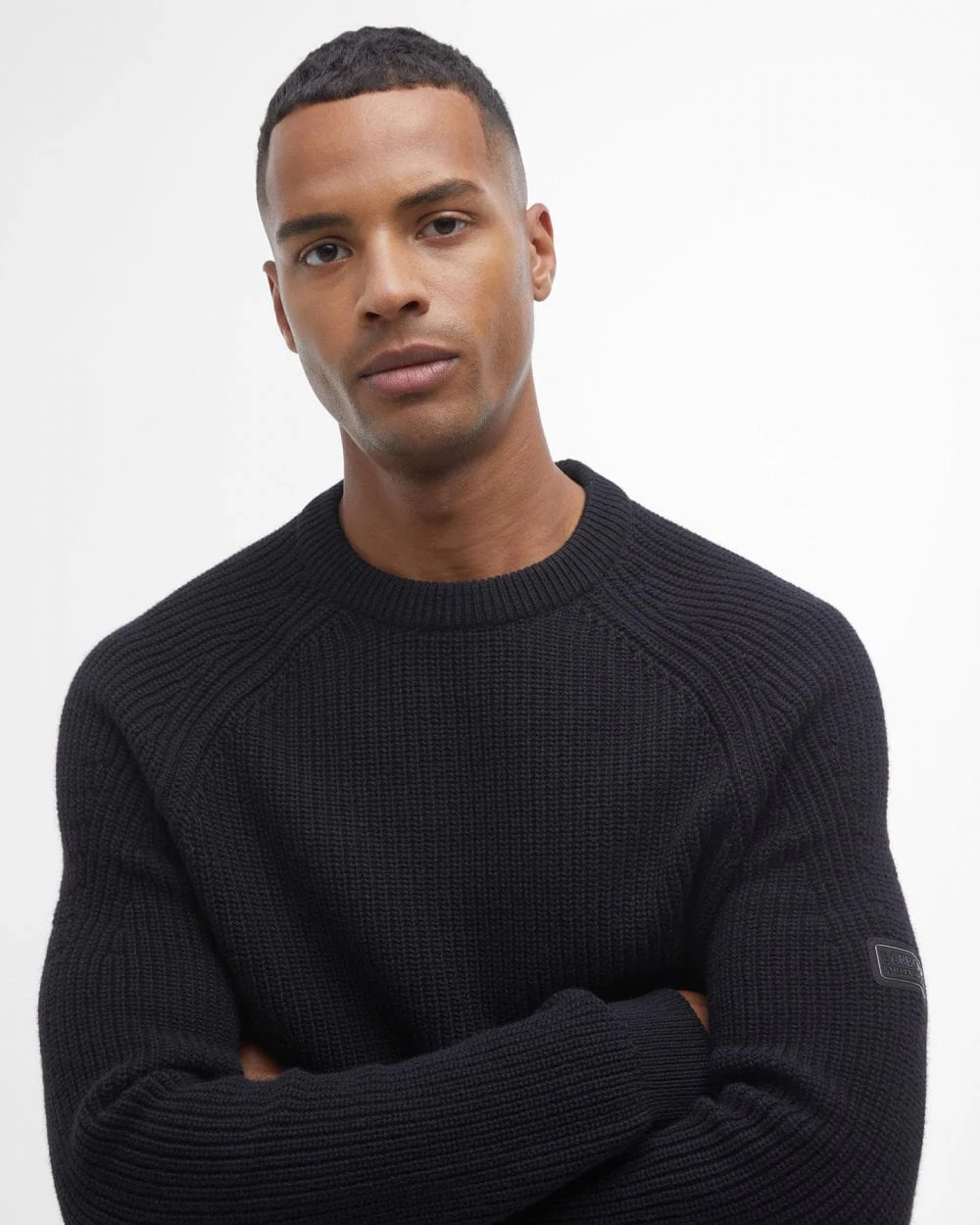 Barbour International Chester Mens Crew Neck Jumper - Black - Image 3
