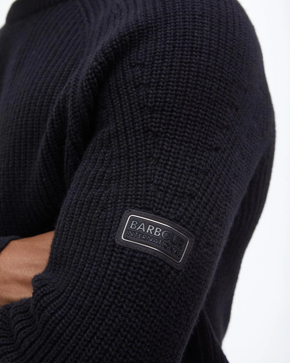 Barbour International Chester Mens Crew Neck Jumper - Black - Image 4