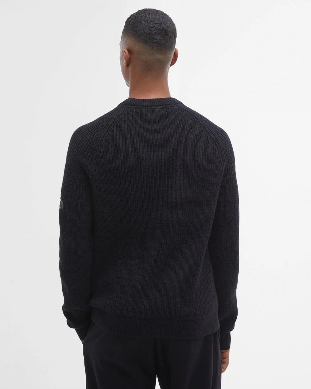 Barbour International Chester Mens Crew Neck Jumper - Black - Image 5