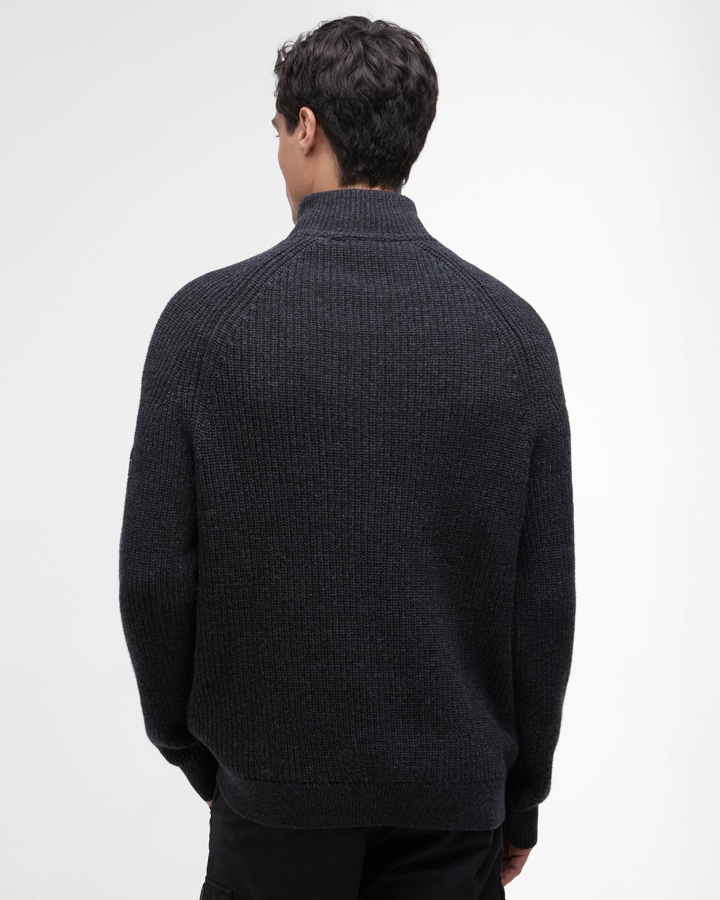 Barbour International Chester Mens Funnel Neck Jumper - Charcoal Marl - Image 4