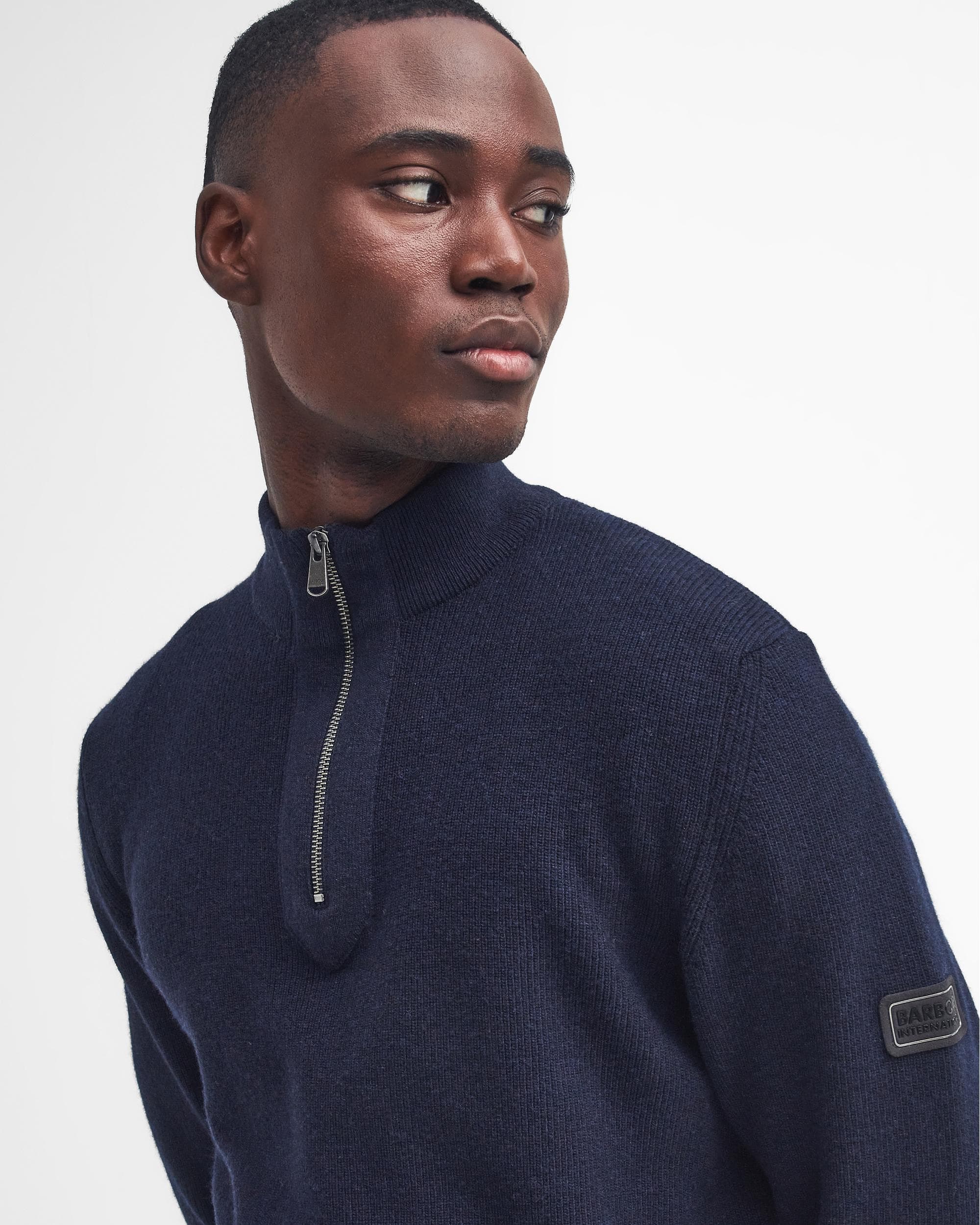 Barbour International Crawley Mens Funnel Neck Jumper - Navy - Image 2